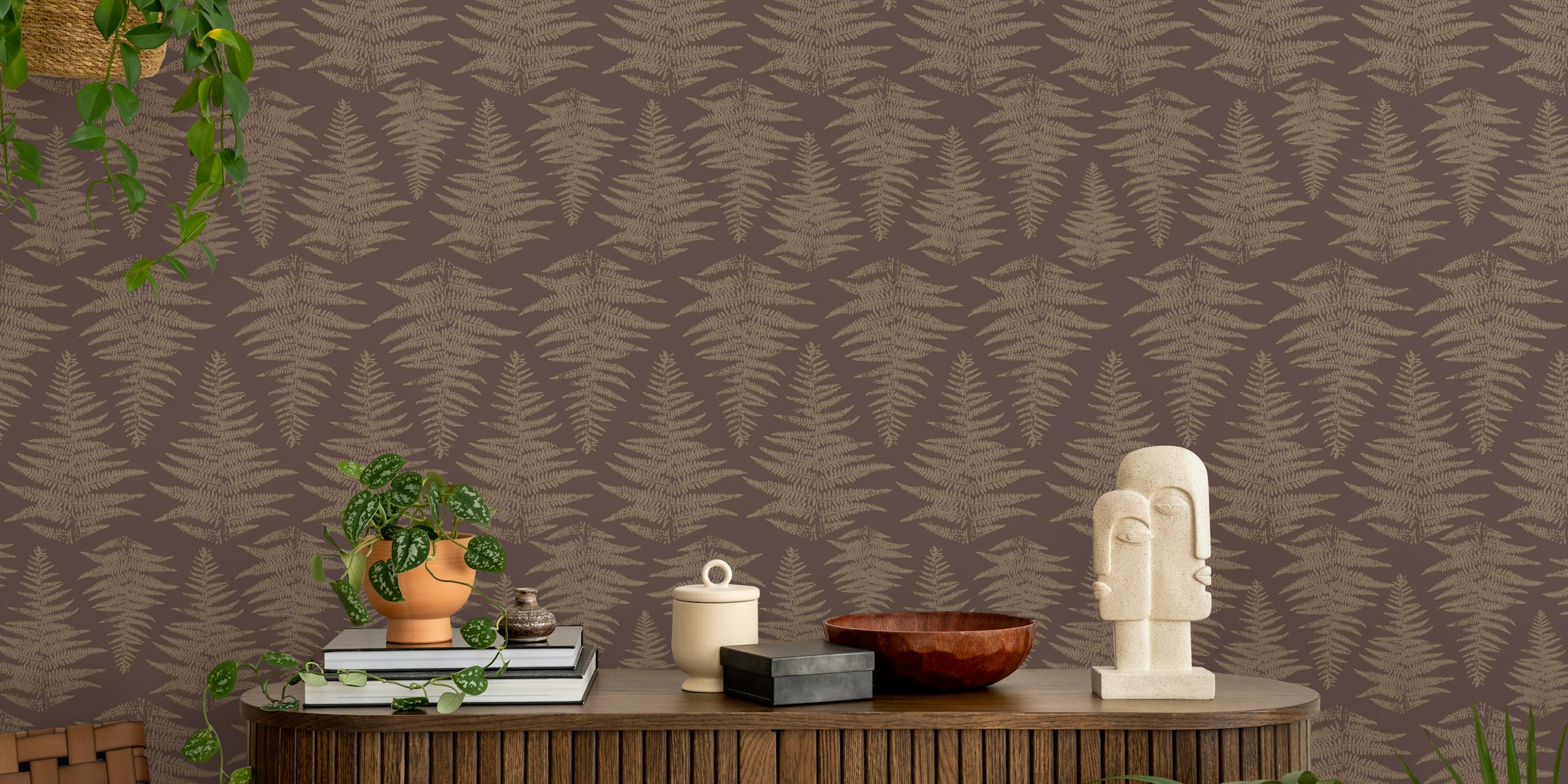 Vintage fern wallpaper in einem Raum