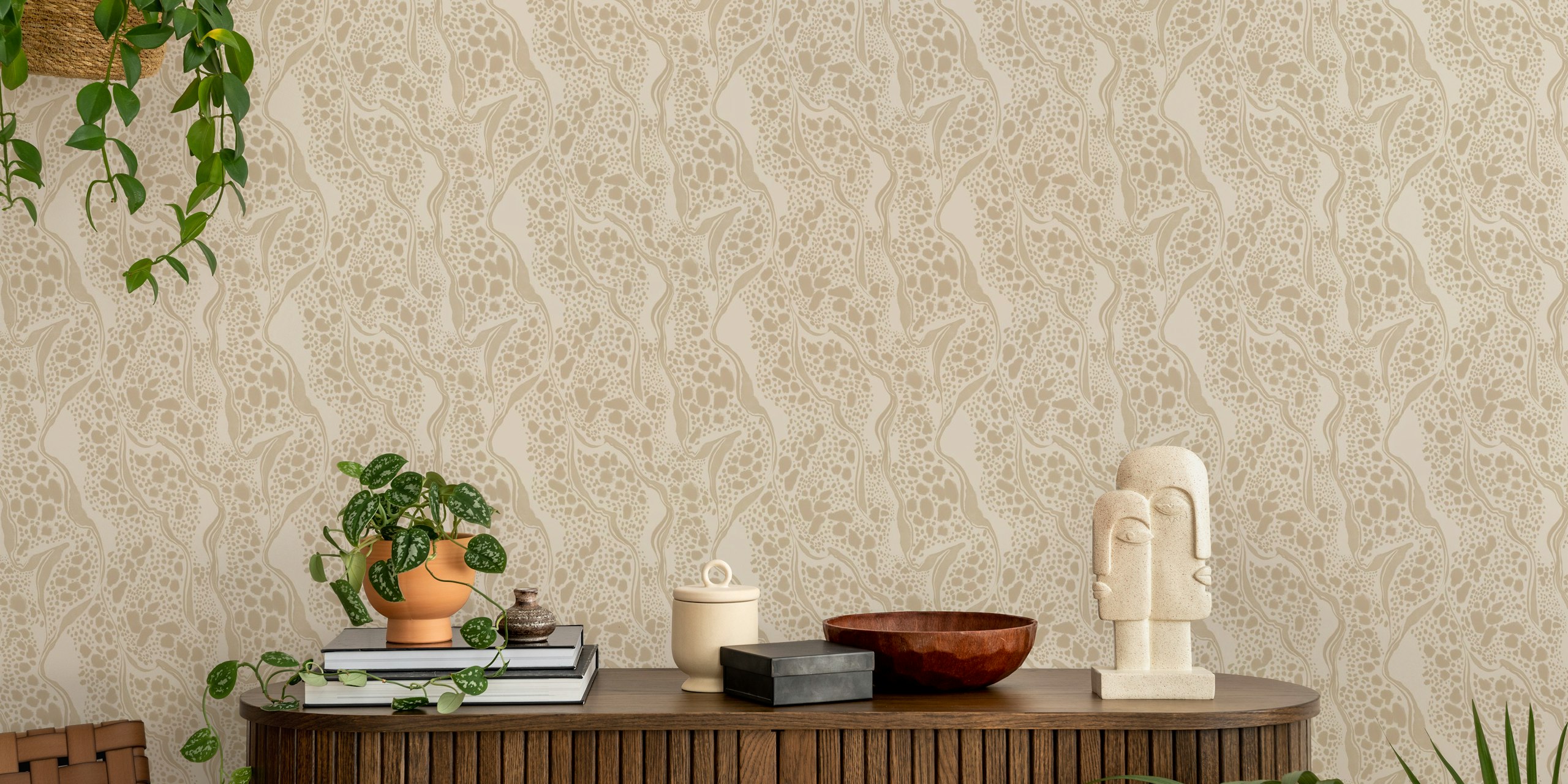 Tapeta Earthy Chic Vibes u stilski uređenoj sobi