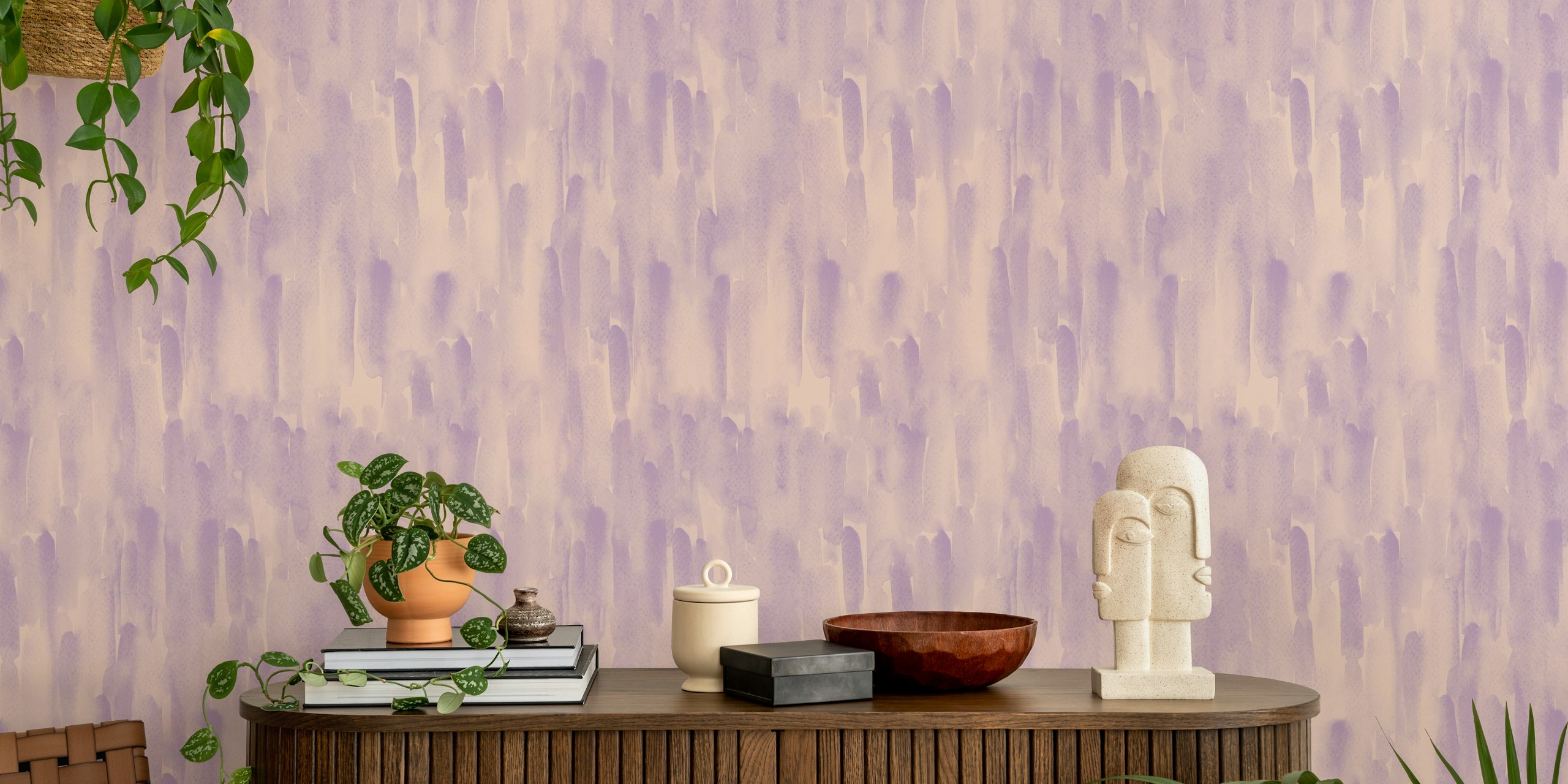 Abstract watercolor pattern in soft pastel purple wallpaper
