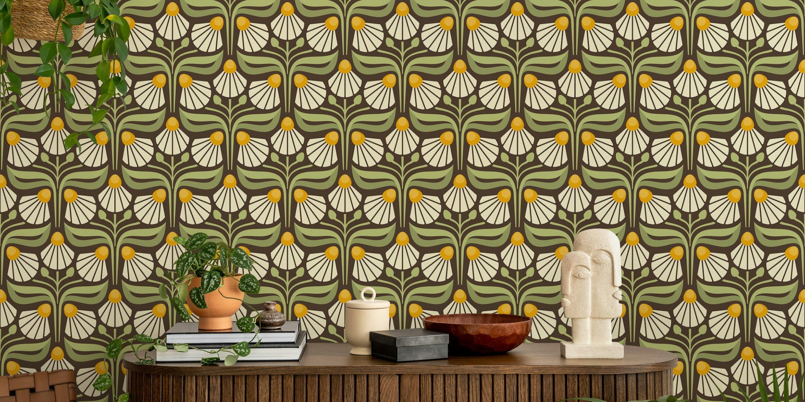 Majestic Vintage Blossoms wallpaper in een kamer