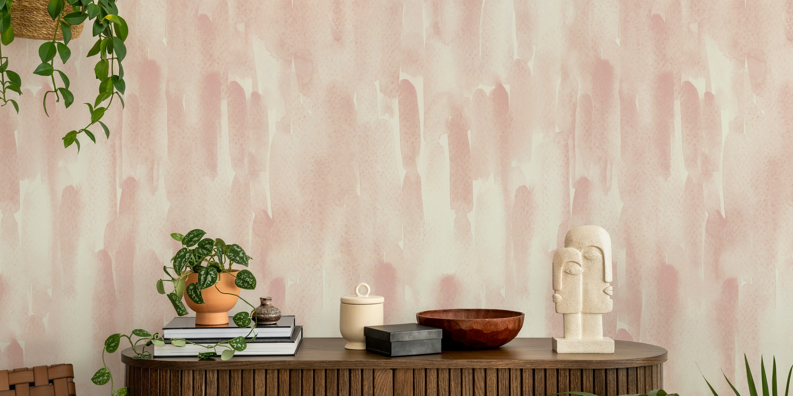 Pastel brushstroke wallpaper in a room