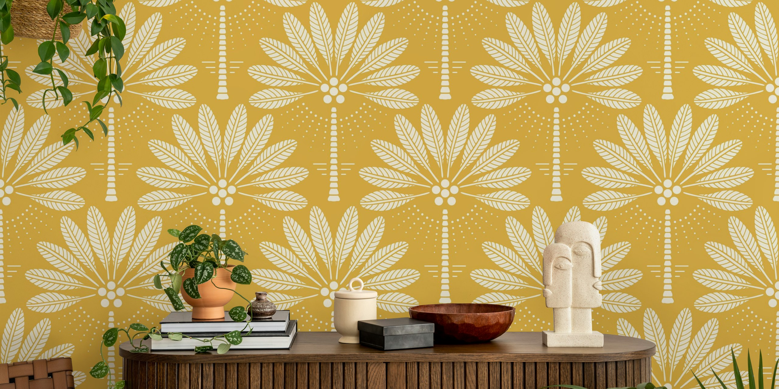 Coastal Palm Trees with Fruits tapetdesign
