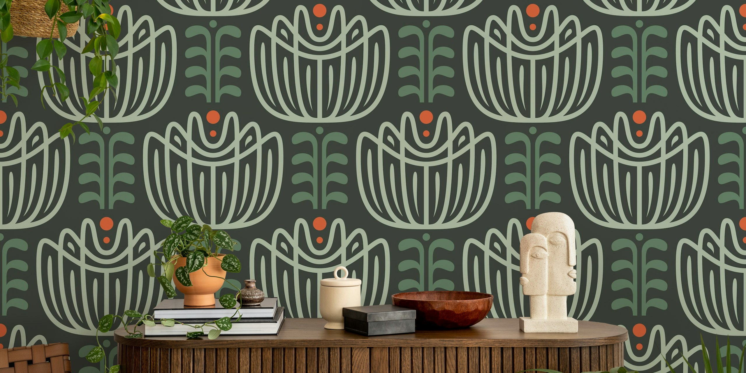 Tapeta inspirowana tulipanami w stylowym pokoju