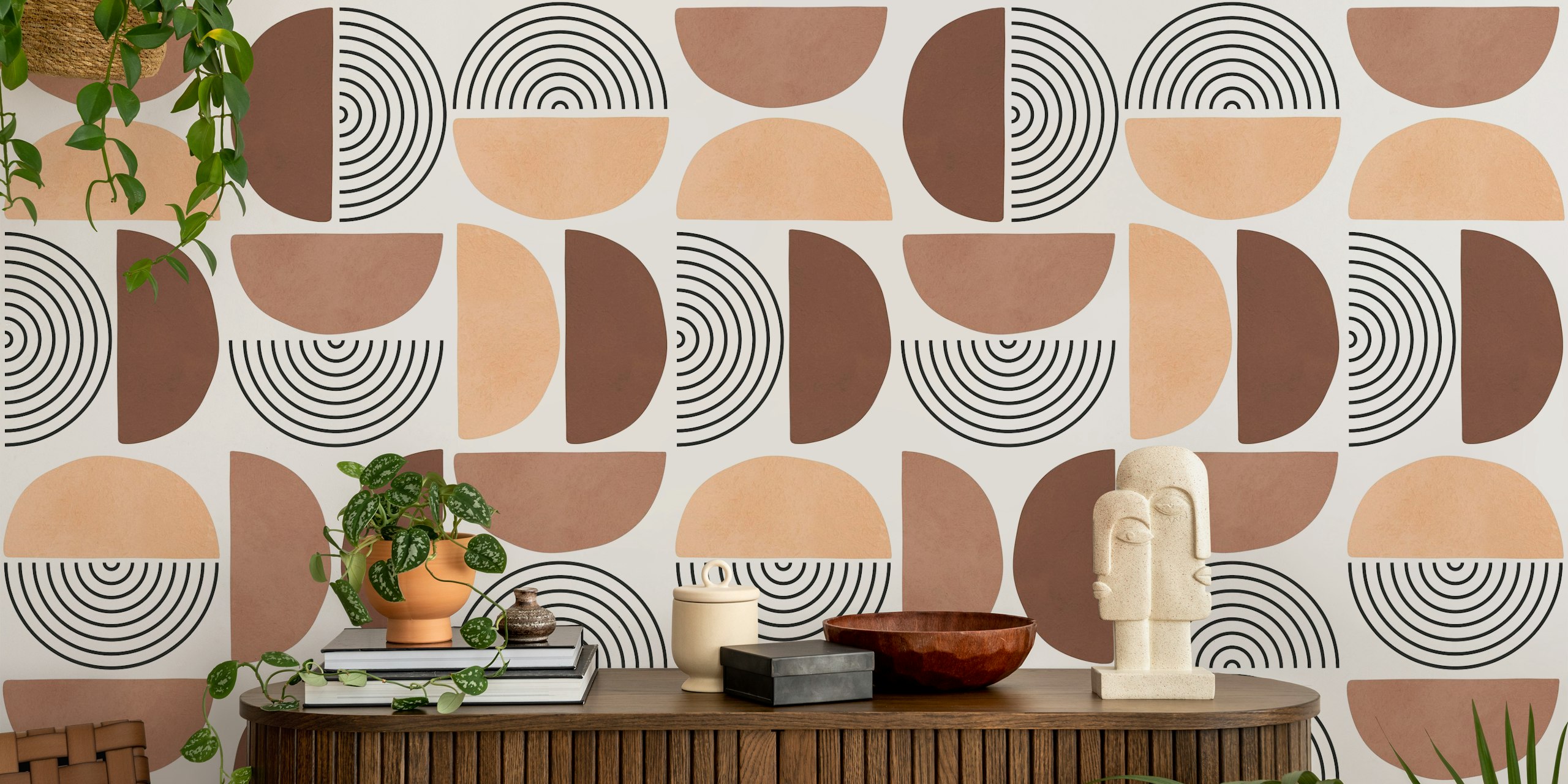 Papel de parede Modern Earth Tones em um quarto