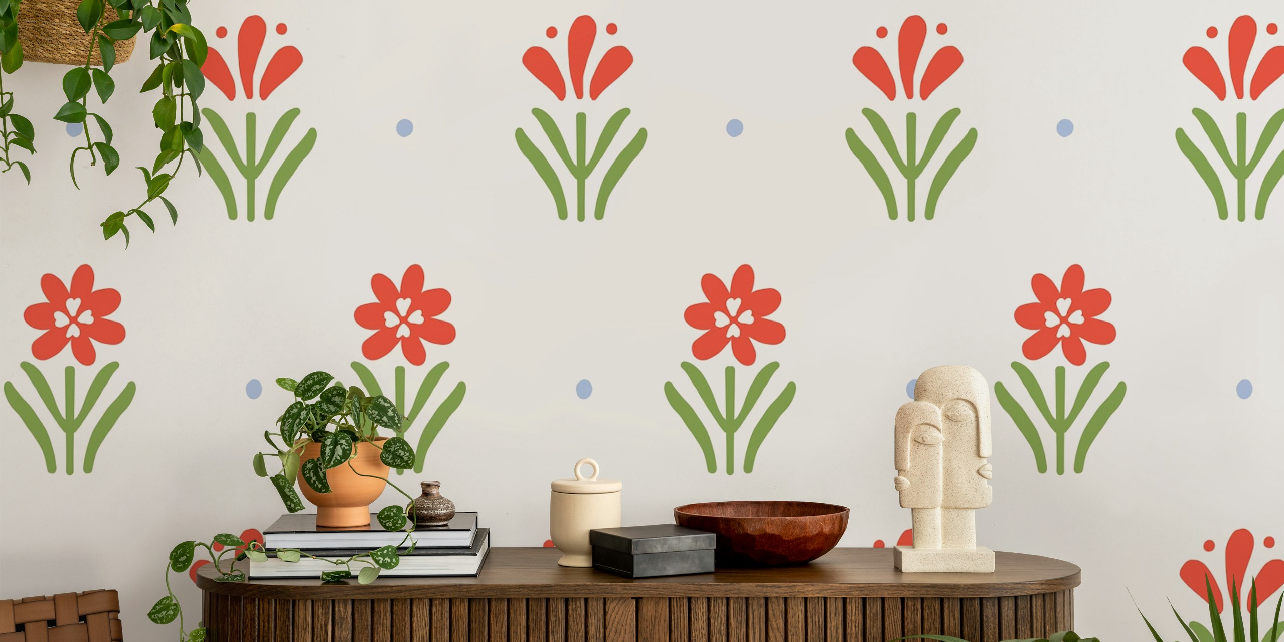 Spring Country Blooms wallpaper in a room