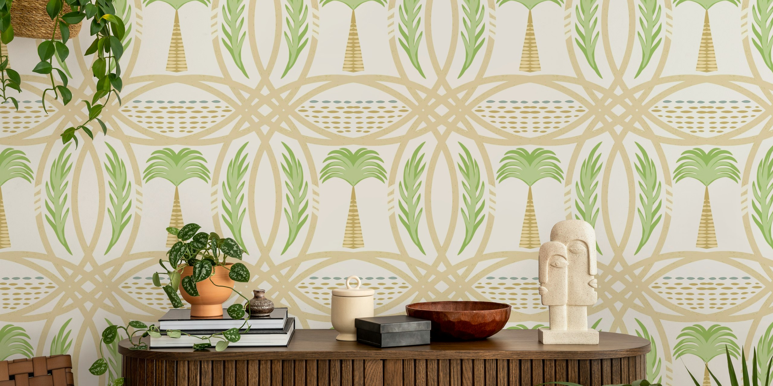 Tropical Palm Oasis wallpaper in a room