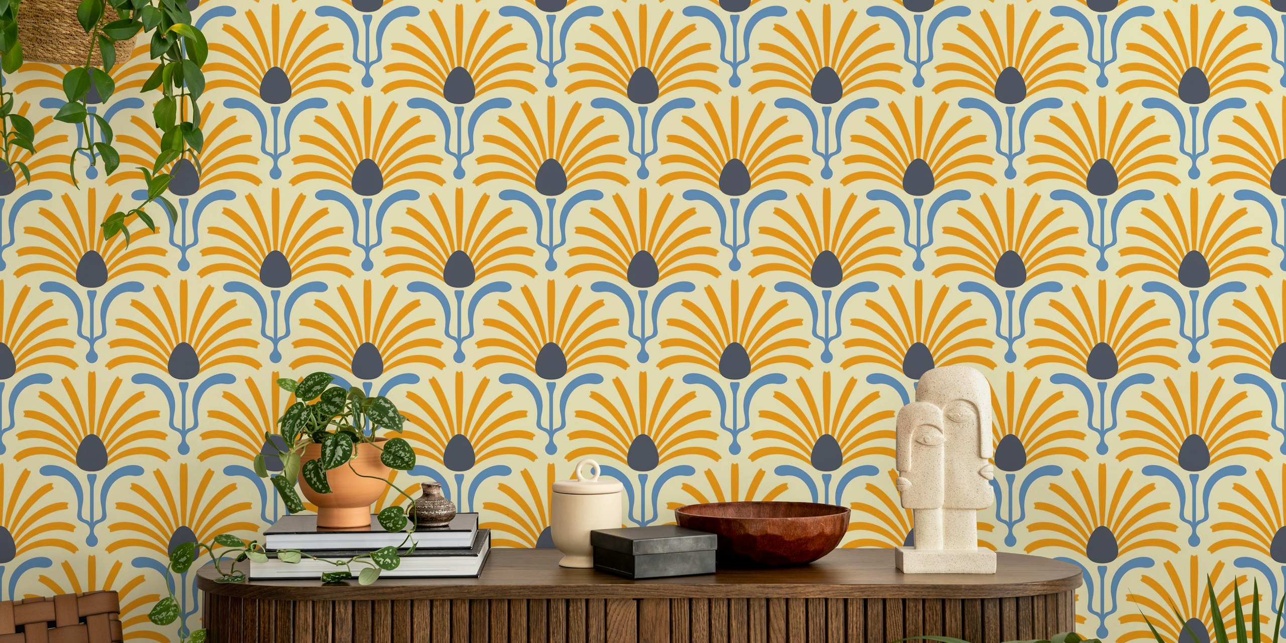 Bohemian Daisy Burst wallpaper in a room
