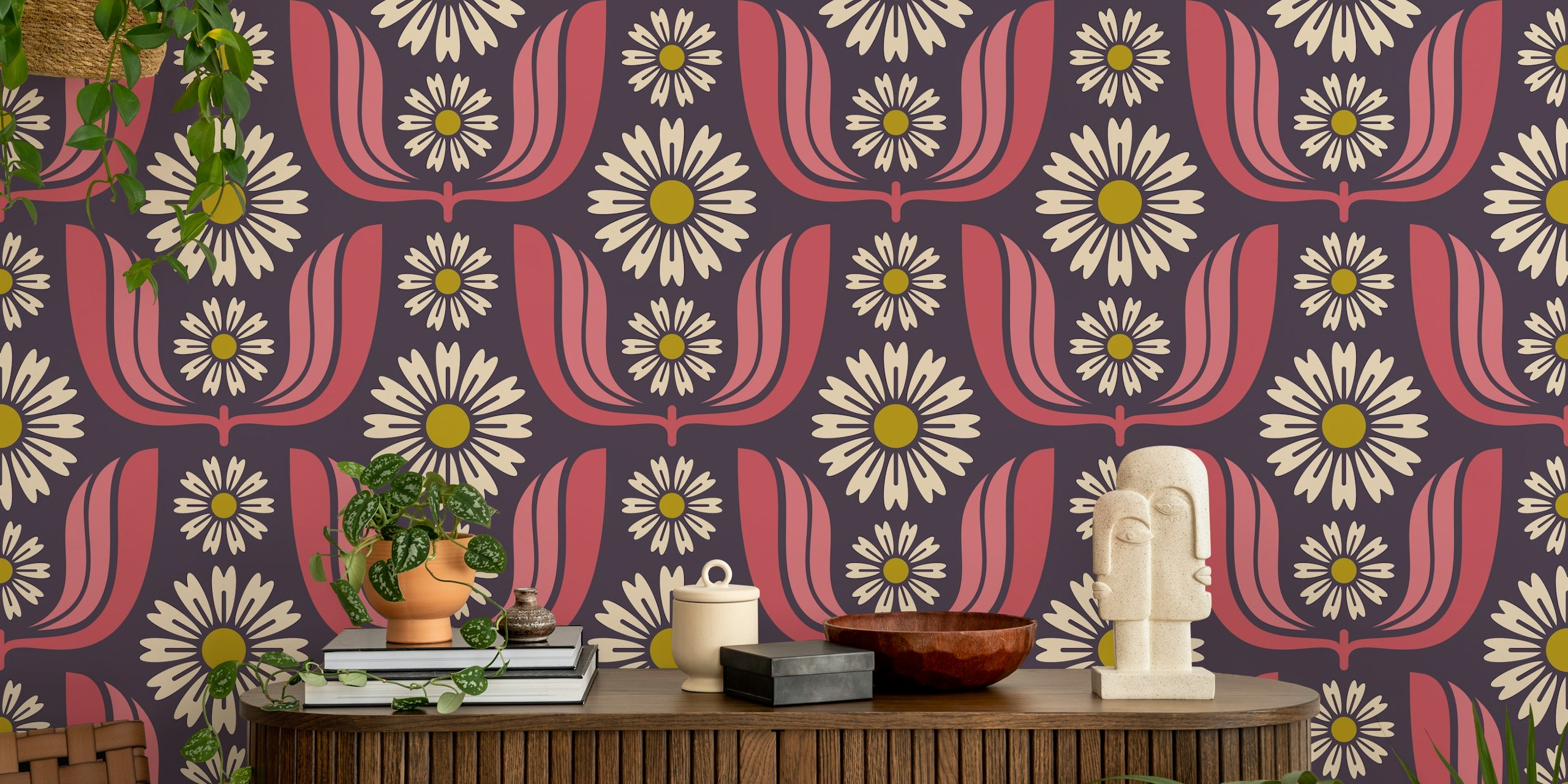 Daisy Bloom Harmony in Magenta projekt tapety