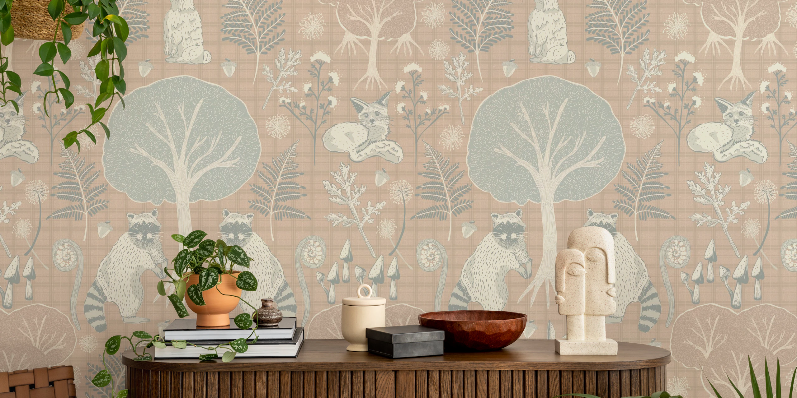 Rustic Animal and Floral Wallpaper
