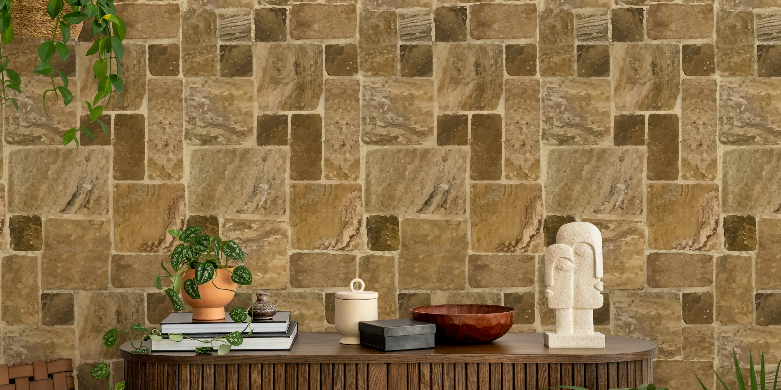 Mediterranean Tile Bliss wallpaper in a room