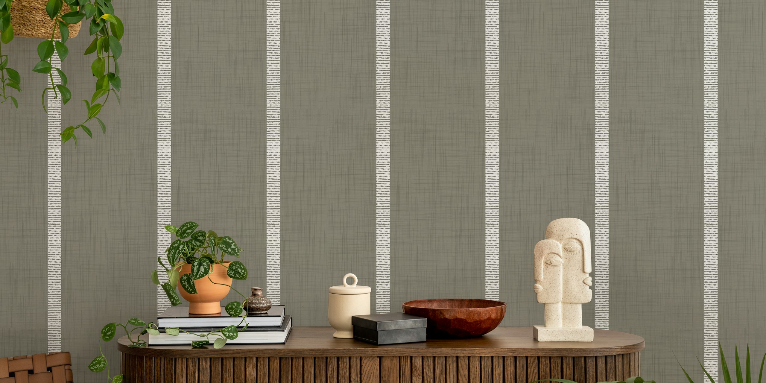 Papier peint Modern Boho Serenity Stripes dans une pièce