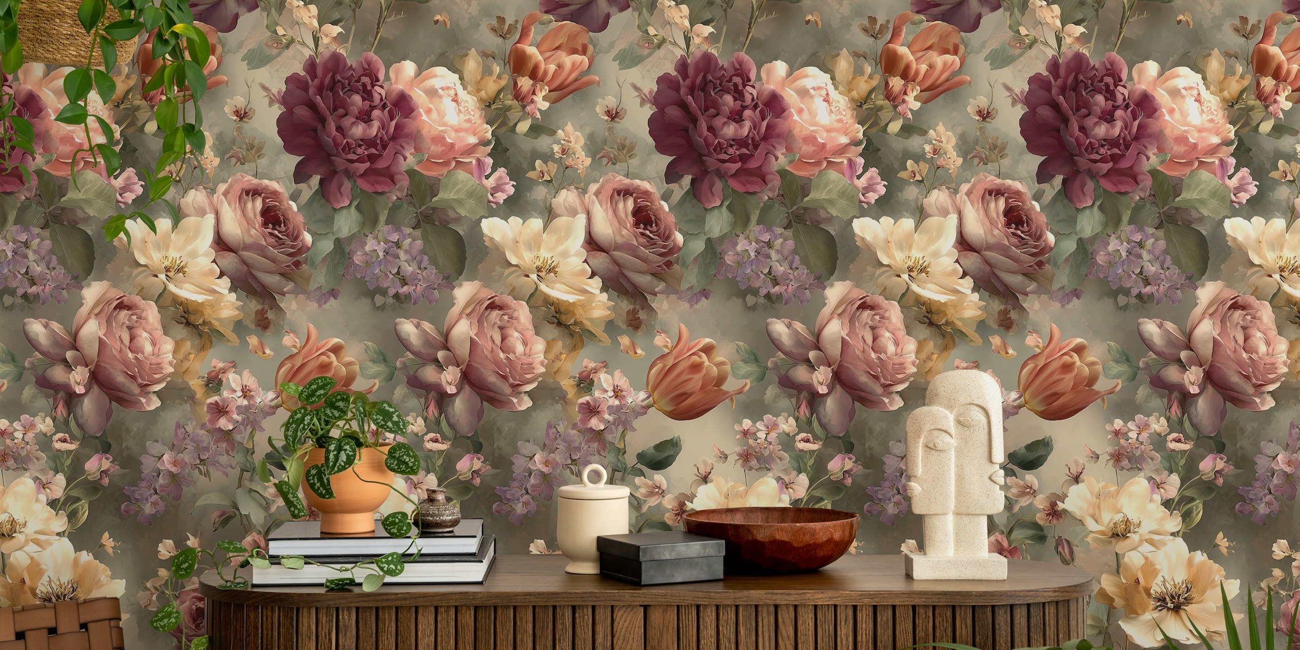 Papier peint Rustic Rose Garden dans une pièce