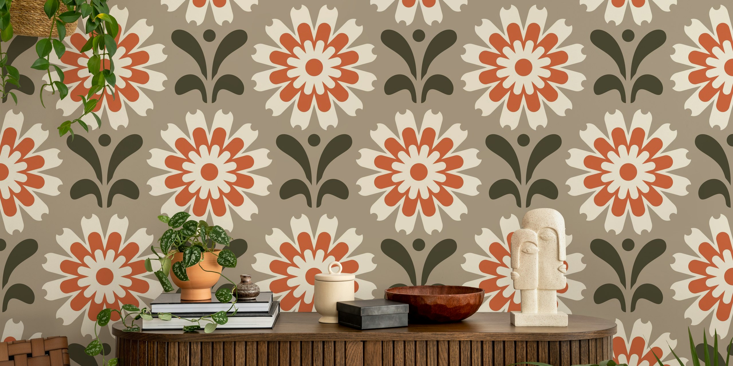 Rustic Daisy Harmony wallpaper in a room