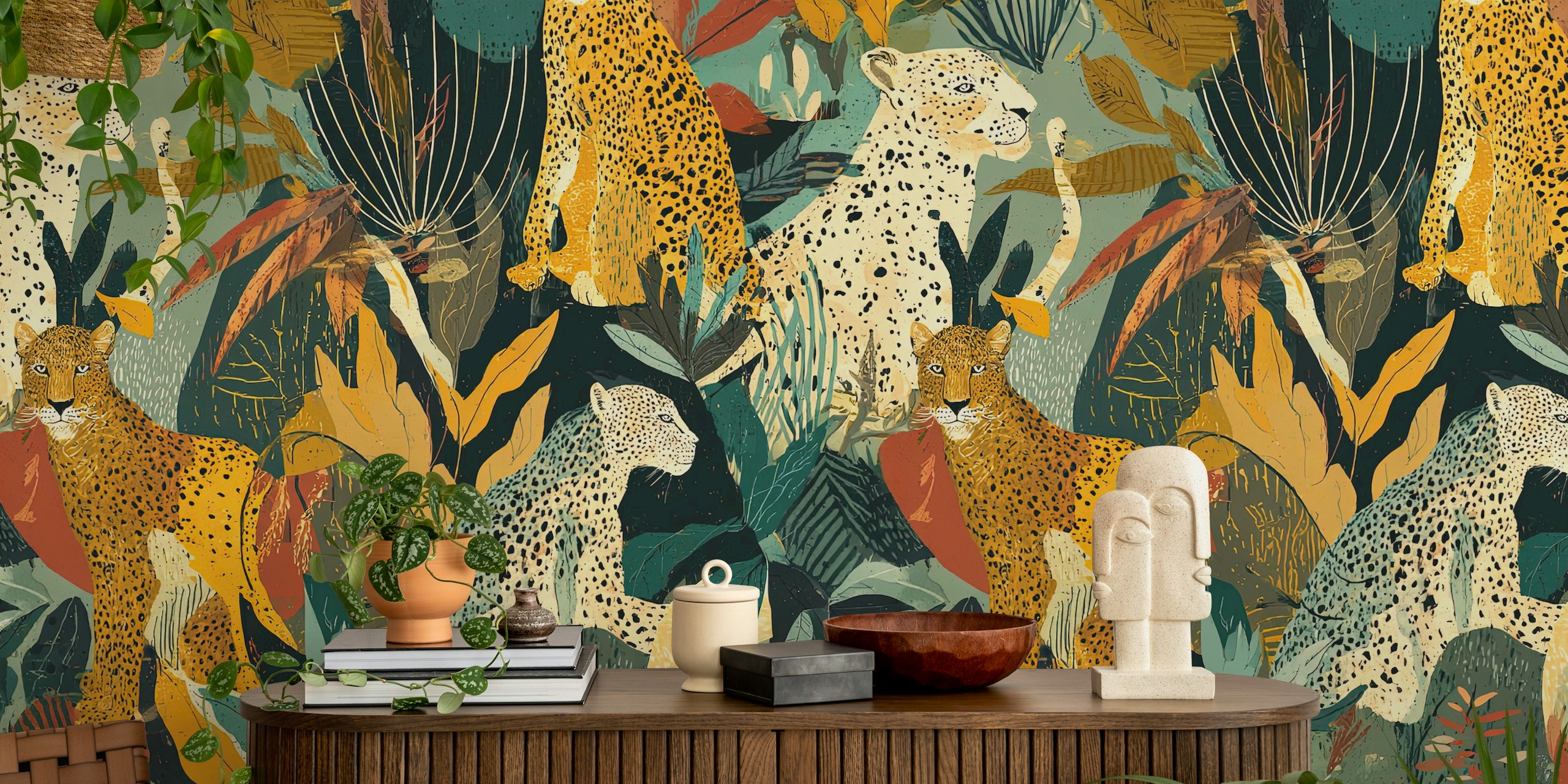 Papel tapiz Camouflaged leopards en una habitación