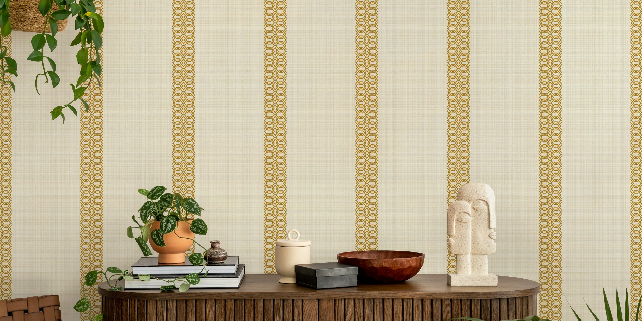 Luxurious Golden Lattice wallpaper in a room