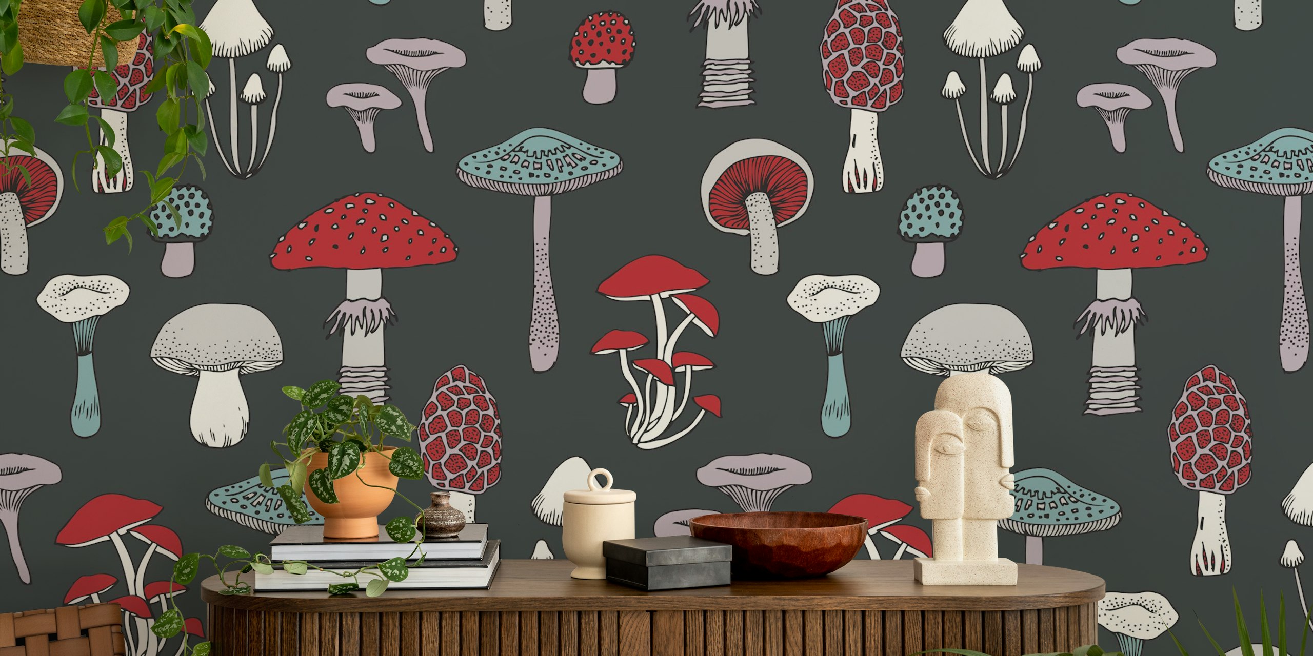 Papier peint Midnight Mushrooms dans une pièce