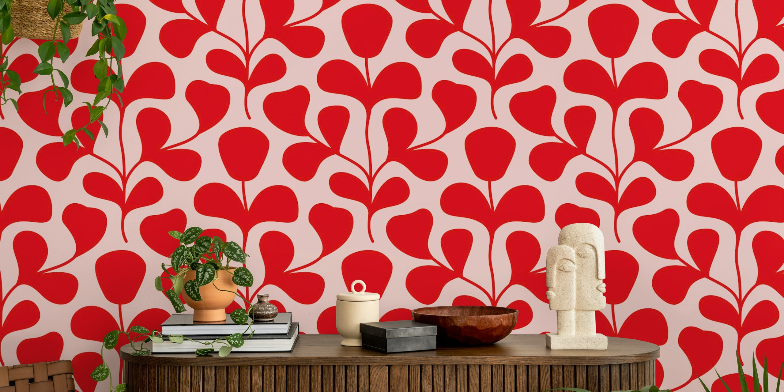 Large Scale Abstract Flowers Pattern en una habitación