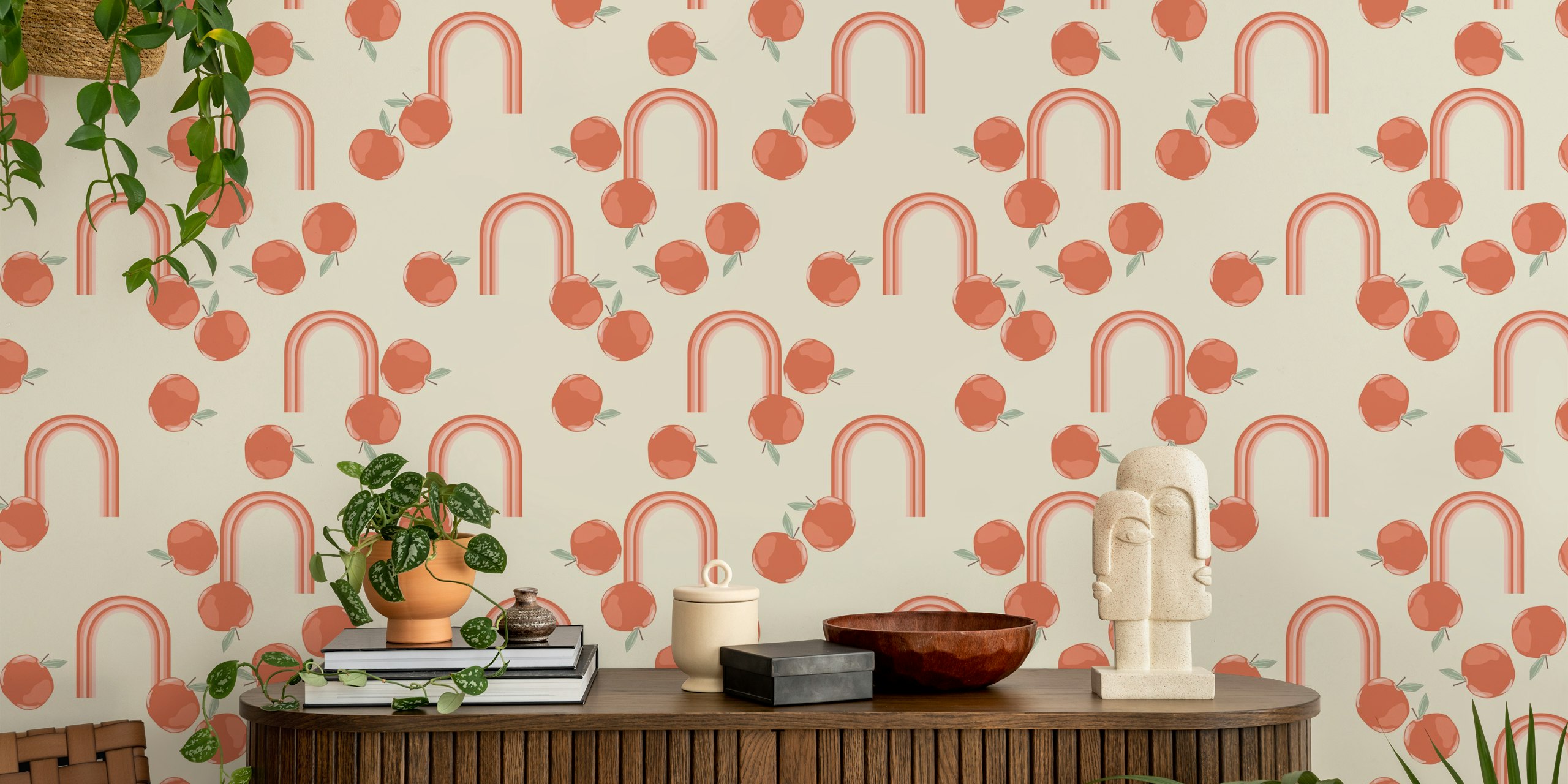 Boho Apple Vibes tapetti huoneessa