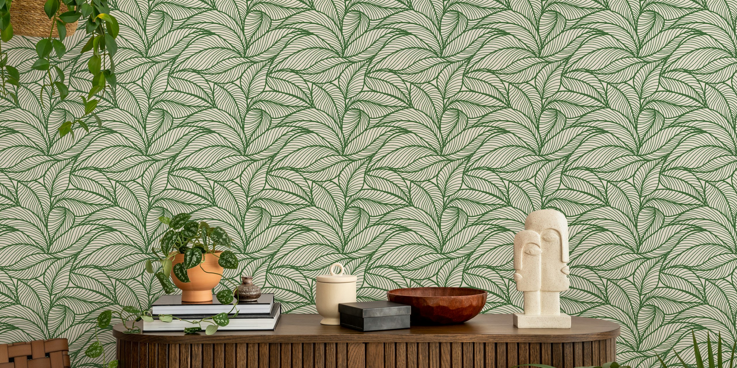 Chic Leaf Design wallpaper in a room