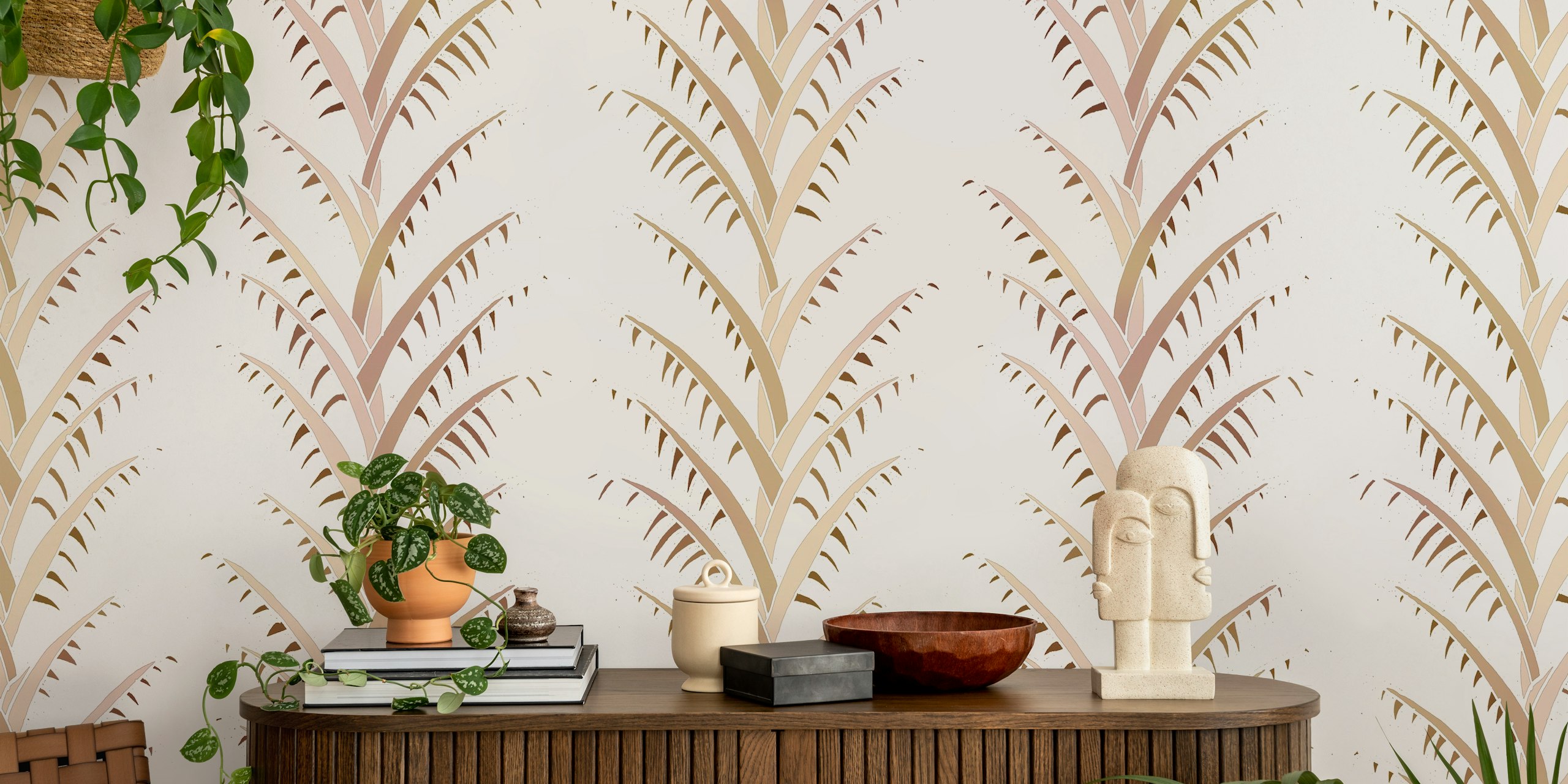 Simple Pearl Palm Leaves tapet i et rum