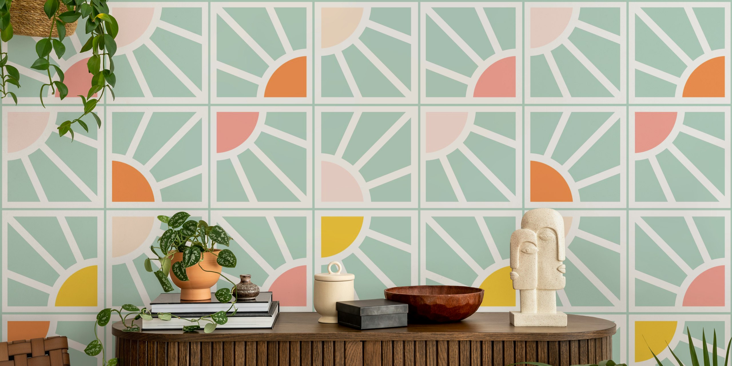 Sunburst Abstract- Opal wallpaper design