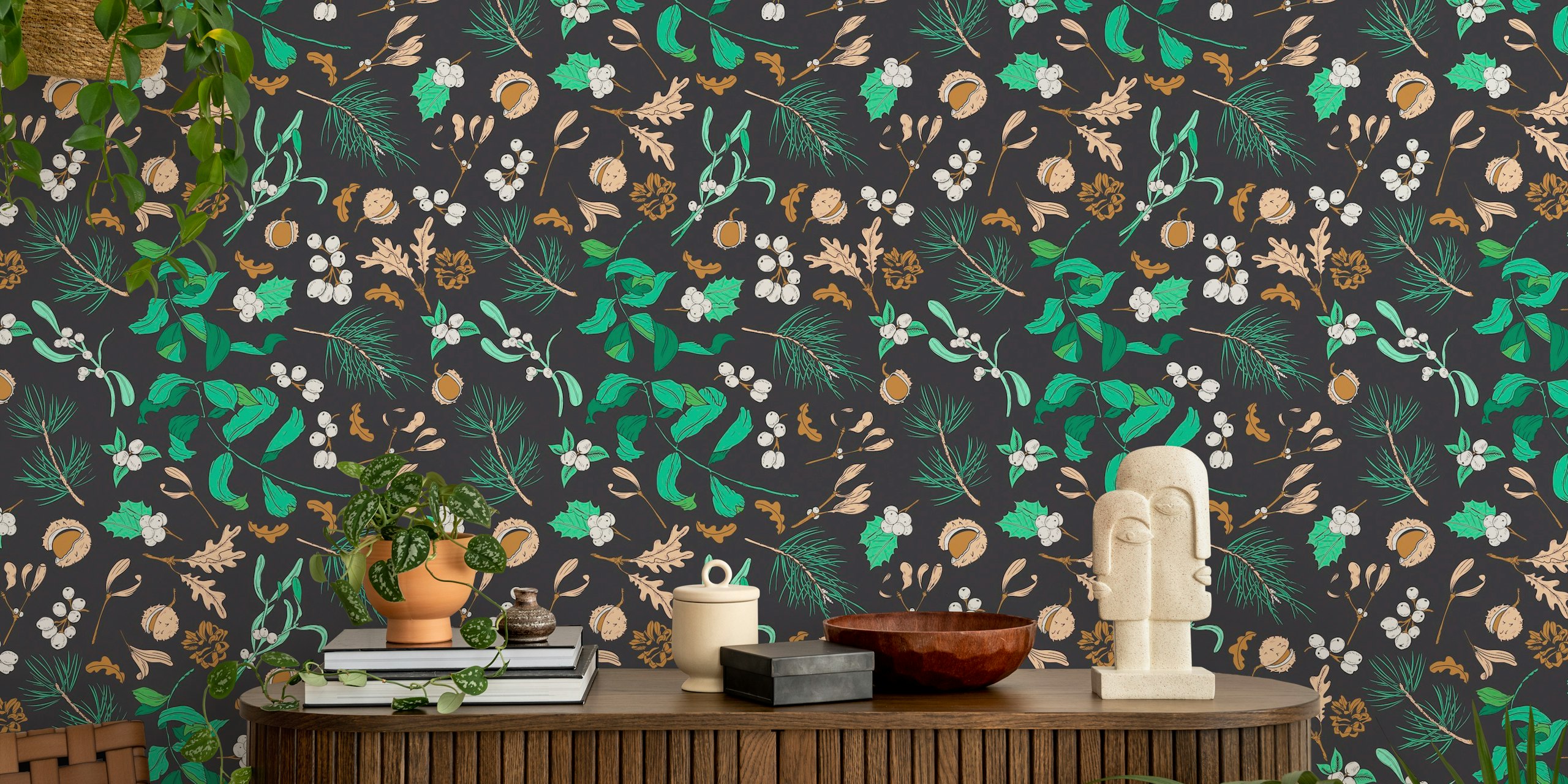 Botanical Forest Wonder wallpaper in a room