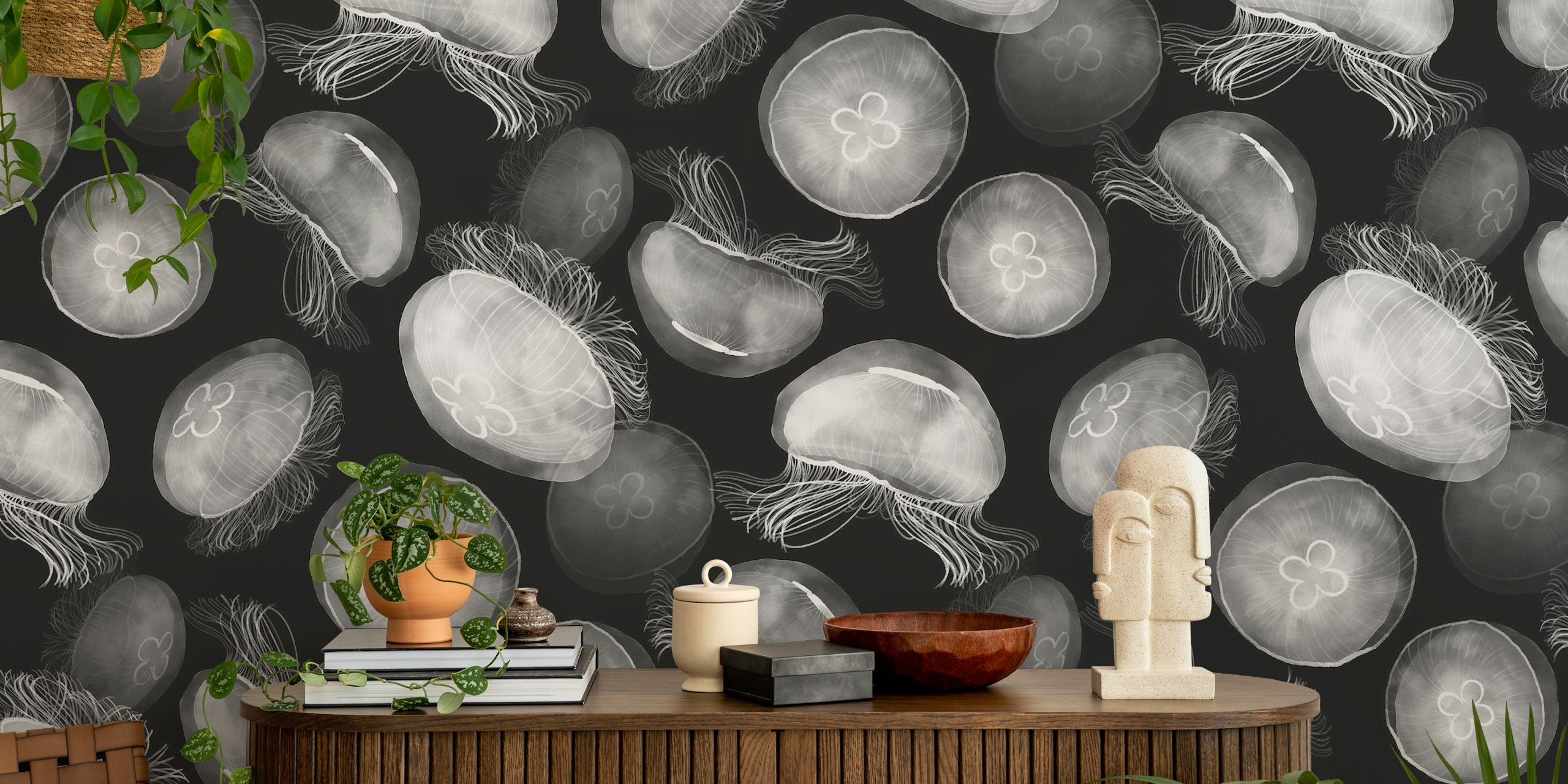 Translucent Moon Jellyfish wallpaper w pokoju