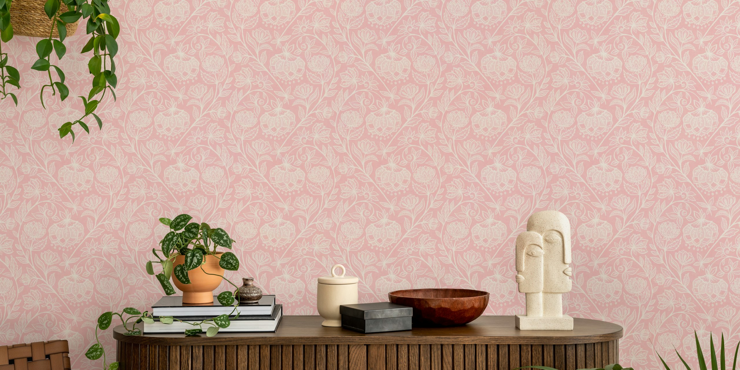 Charming Chalk Chintz wallpaper in a room
