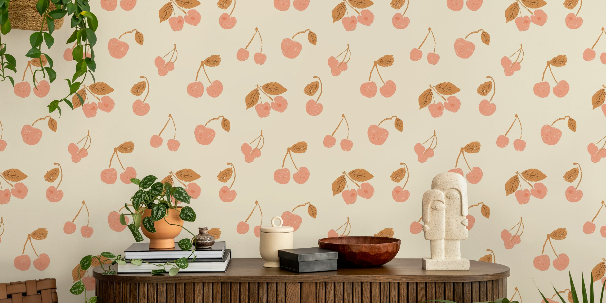 Rustic Cherry Blossoms tapetti huoneessa