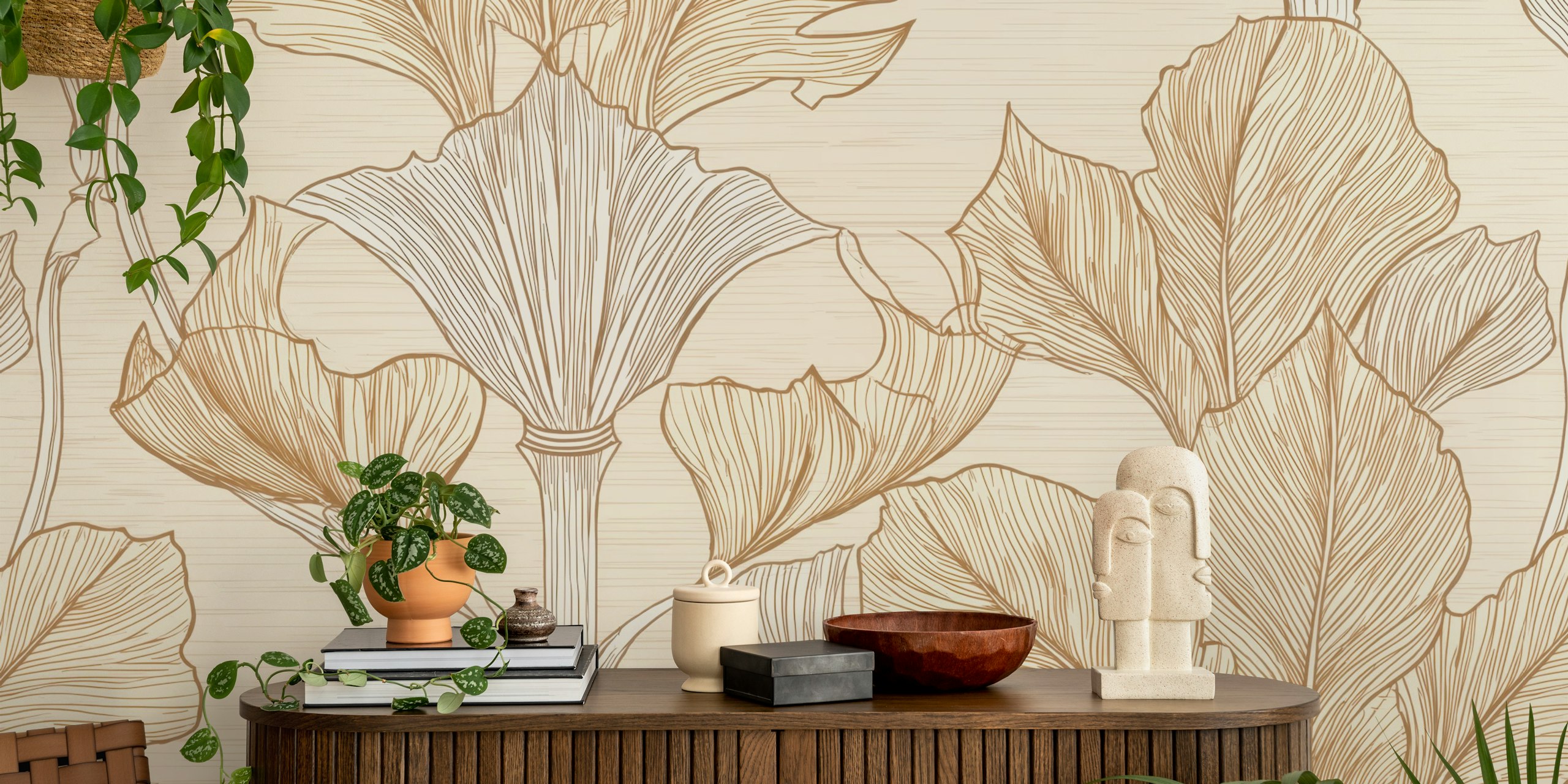 Vintage Leaf Elegance tapeta u sobi