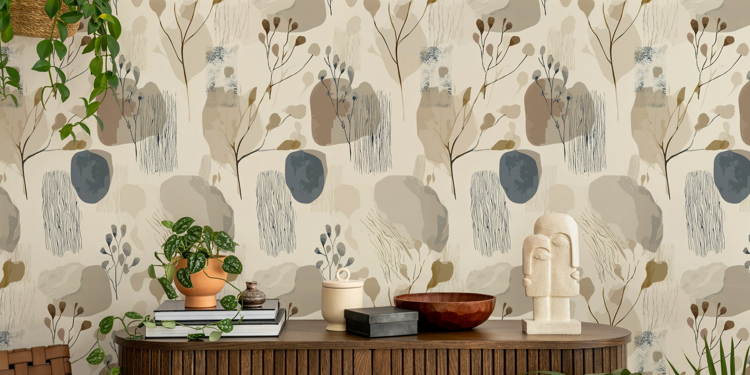 Abstract Nature Hues tapet i ett rum