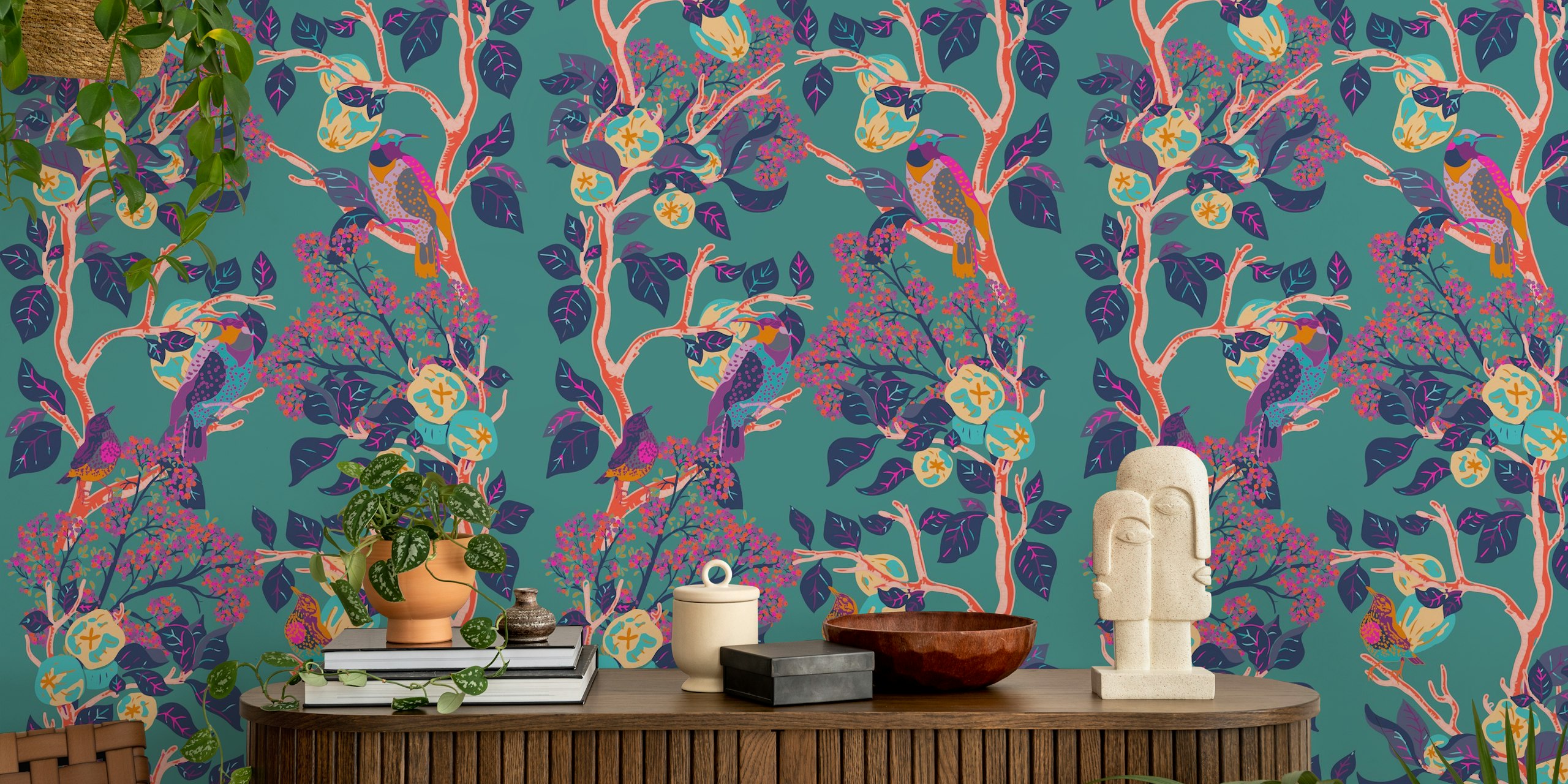 Woodpeckers wallpaper u šarenoj sobi