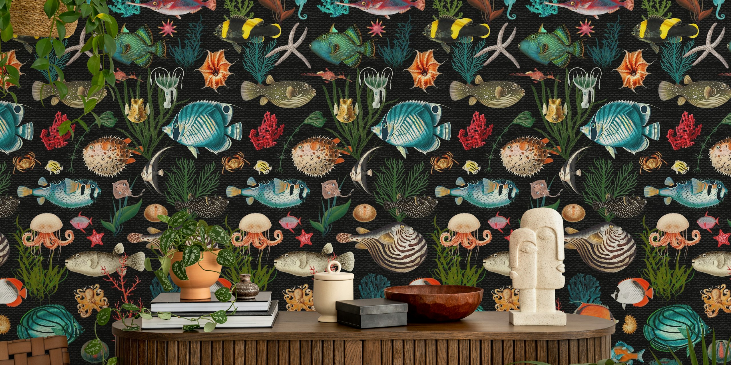 Colorful underwater marine life fishes and corals wallpaper