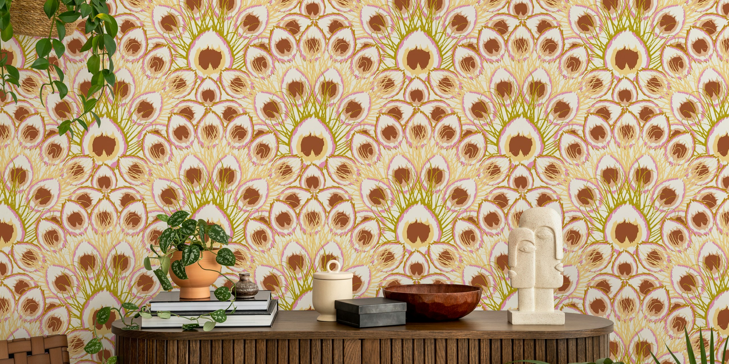 Abstract peacock latte wallpaper pattern