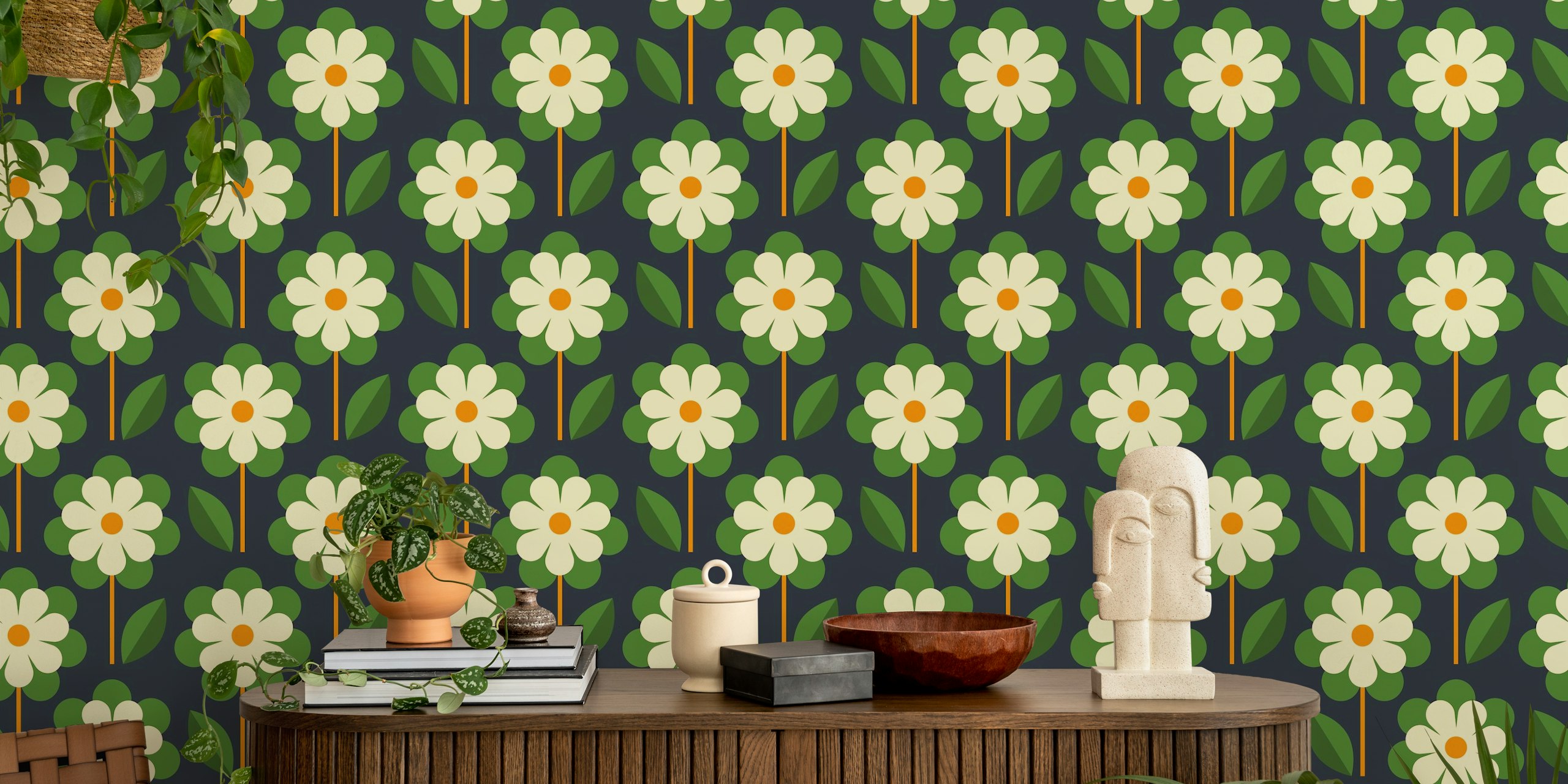 Scandinavian retro design med granny daisies