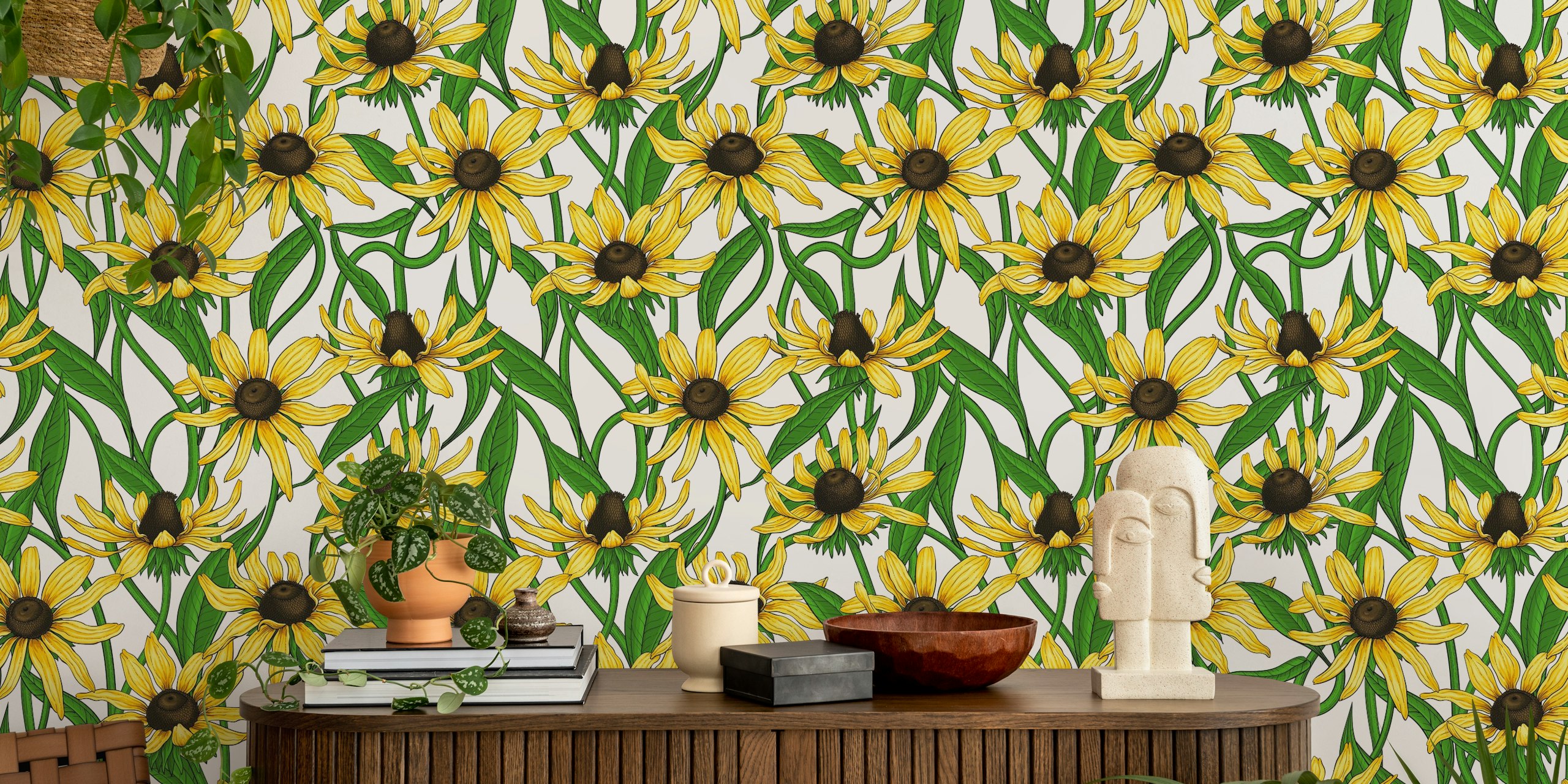 Design de papier peint de fleurs de Rudbeckie jaune
