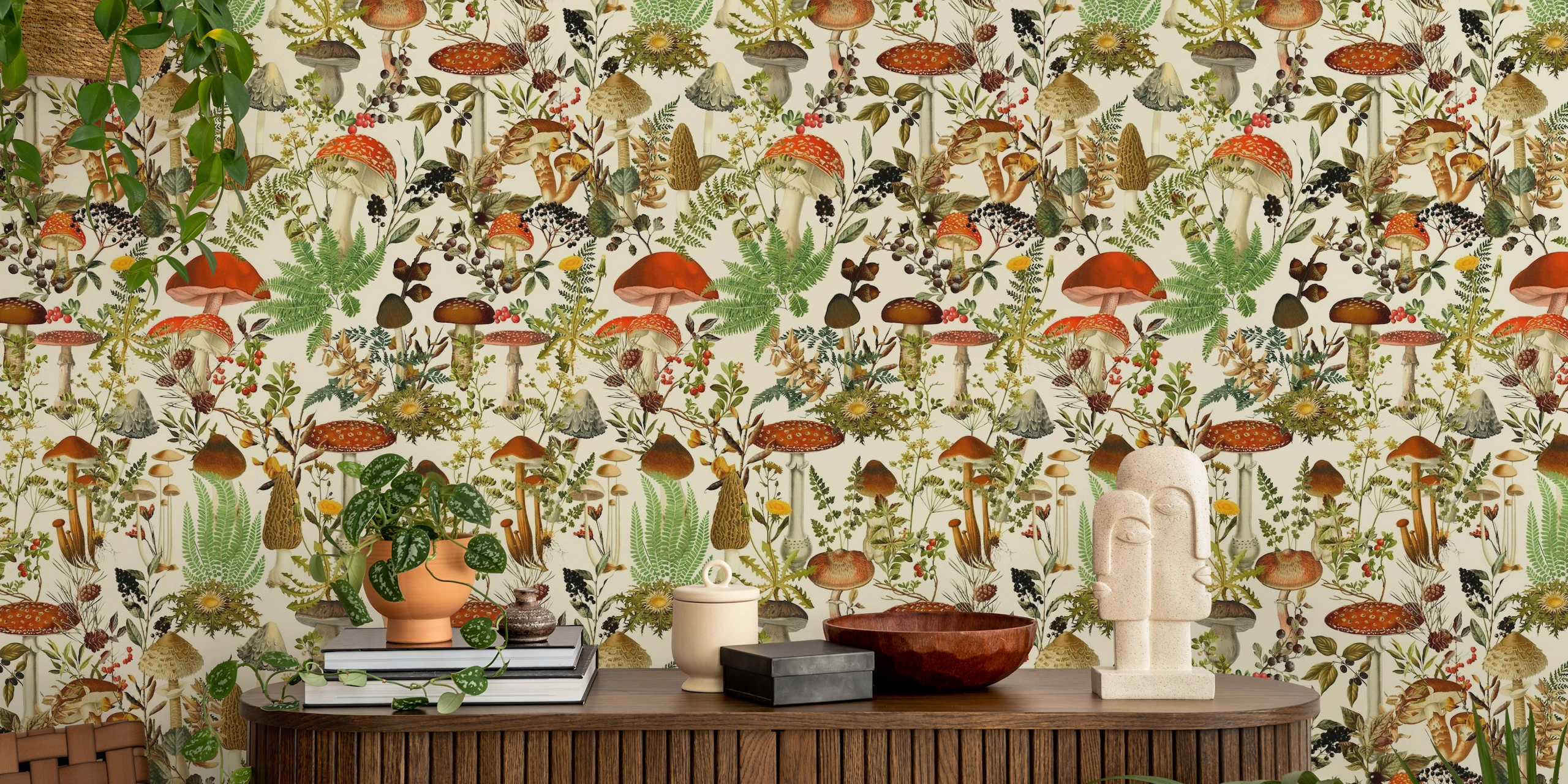 Vintage Mysterious Mushroom Forest Wallpaper - Buy Online