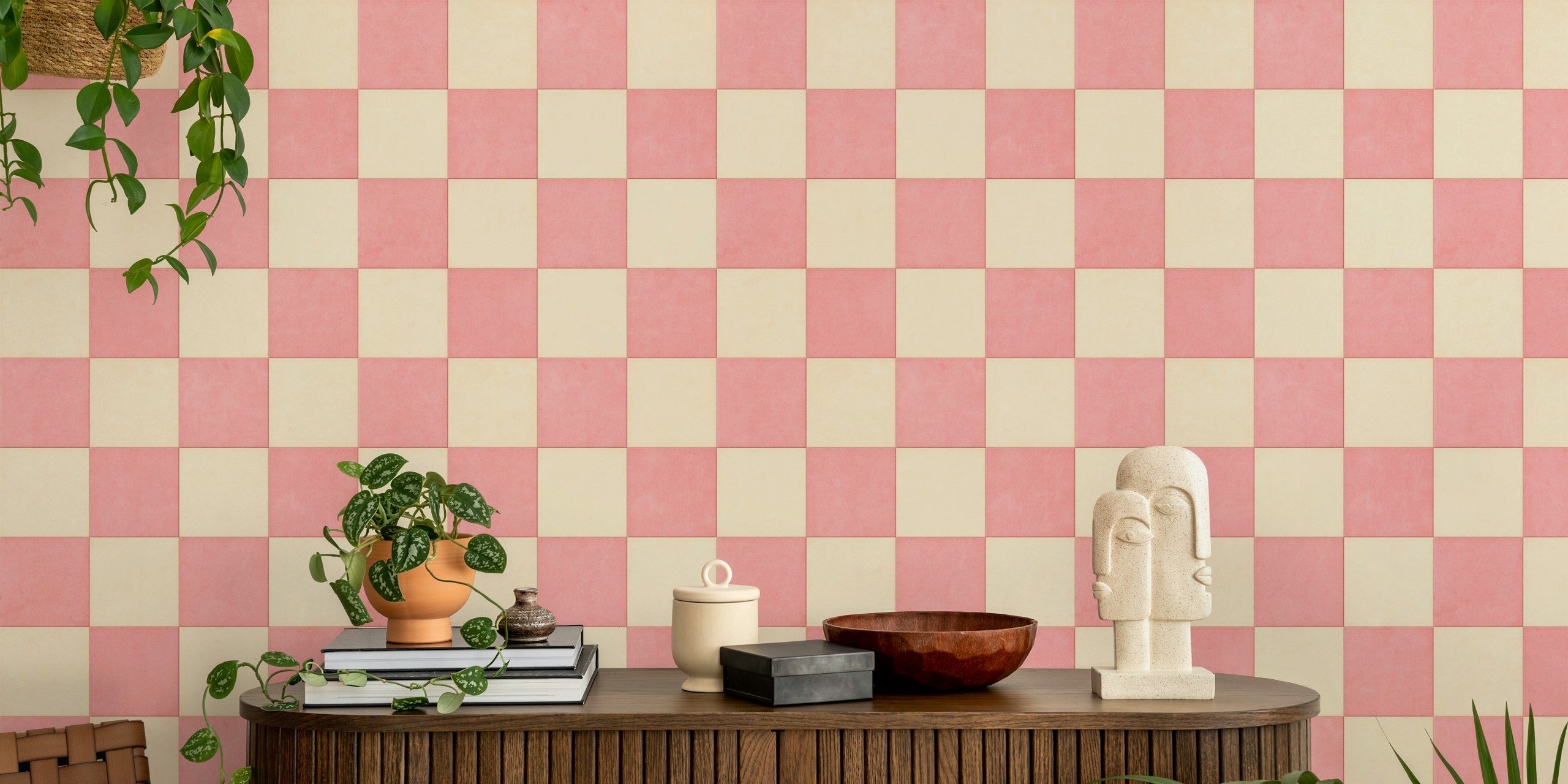 Tiles 012 C - Checkerboard Papel Tapiz En Una Habitación
