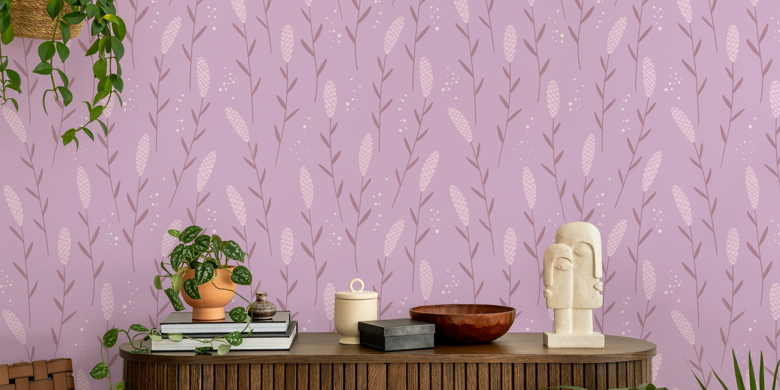 Kaveldun violett bloemmotiefontwerp