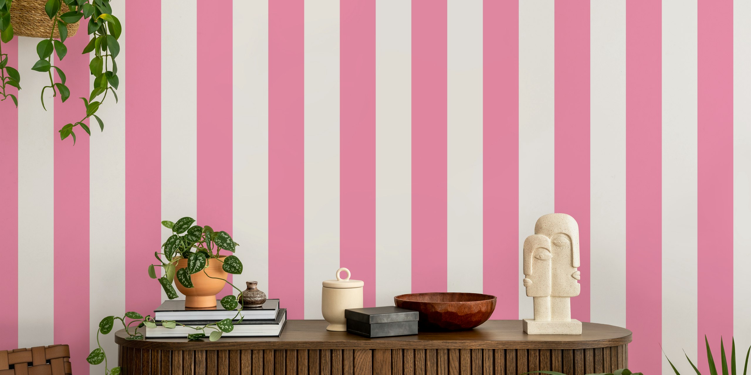 Pink stripes pattern on white background striped wallpaper