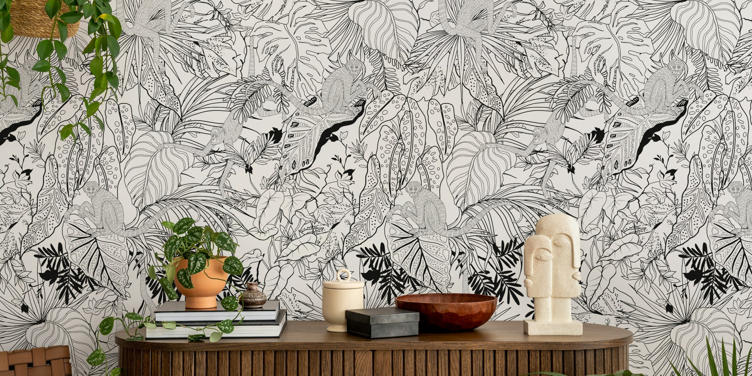 Monkeys in tropical jungle papel de parede