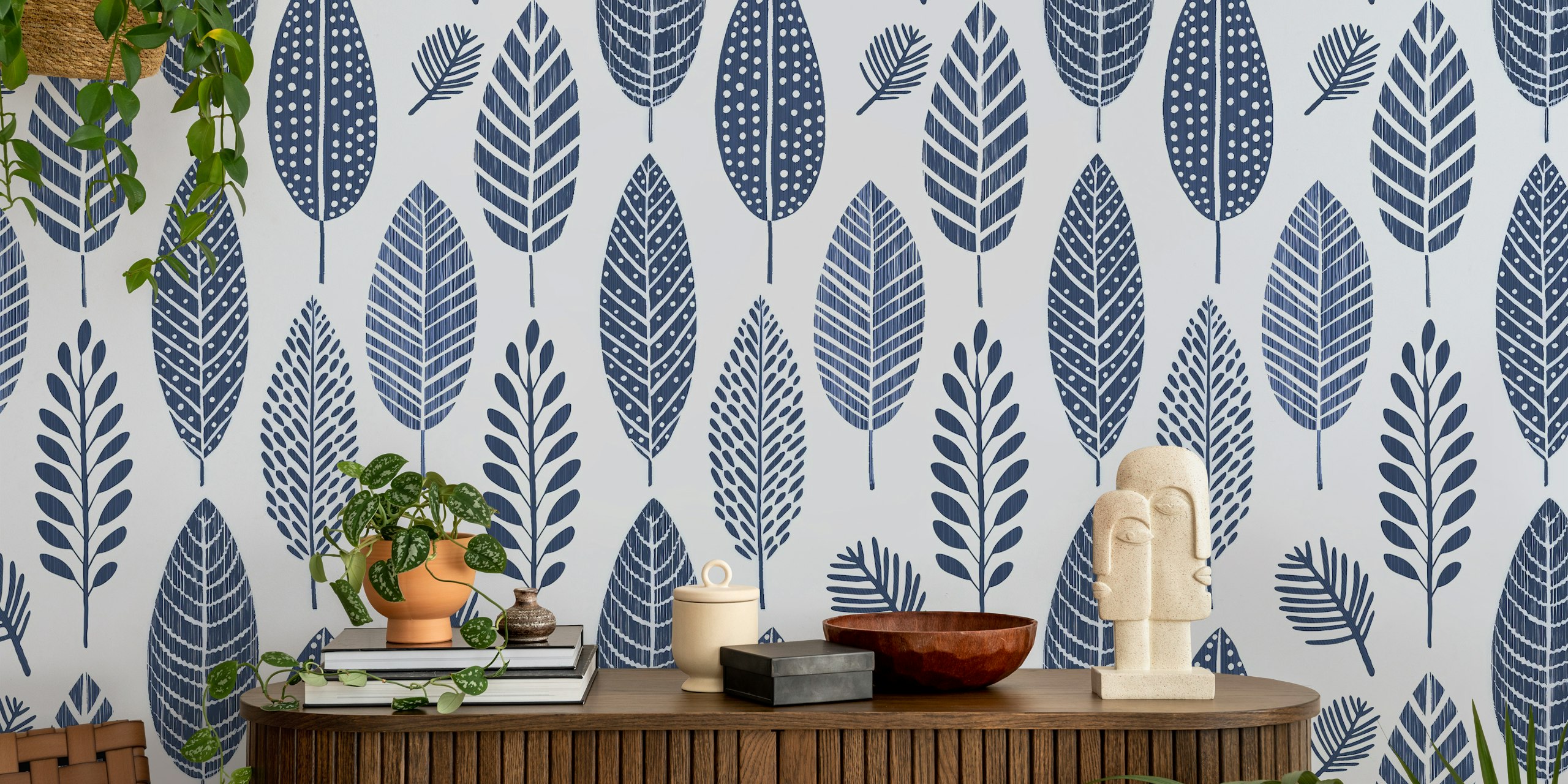 Charming ambiente de otoño papel pintado de hojas en una habitación