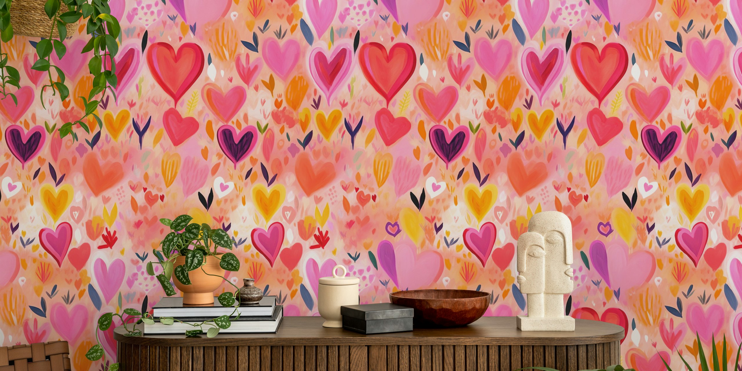 Painted Dreams Pink wallpaper in a room