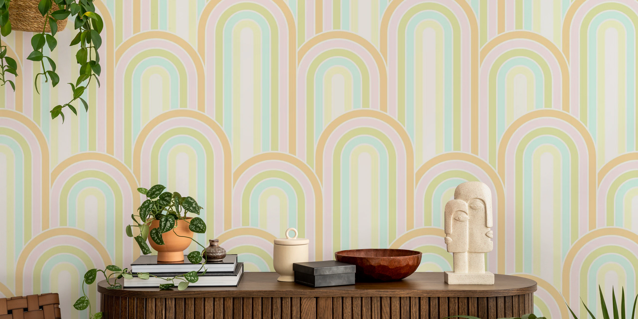 Happy Rainbow Bloom Pattern Wallpaper - Buy Online at Happywall