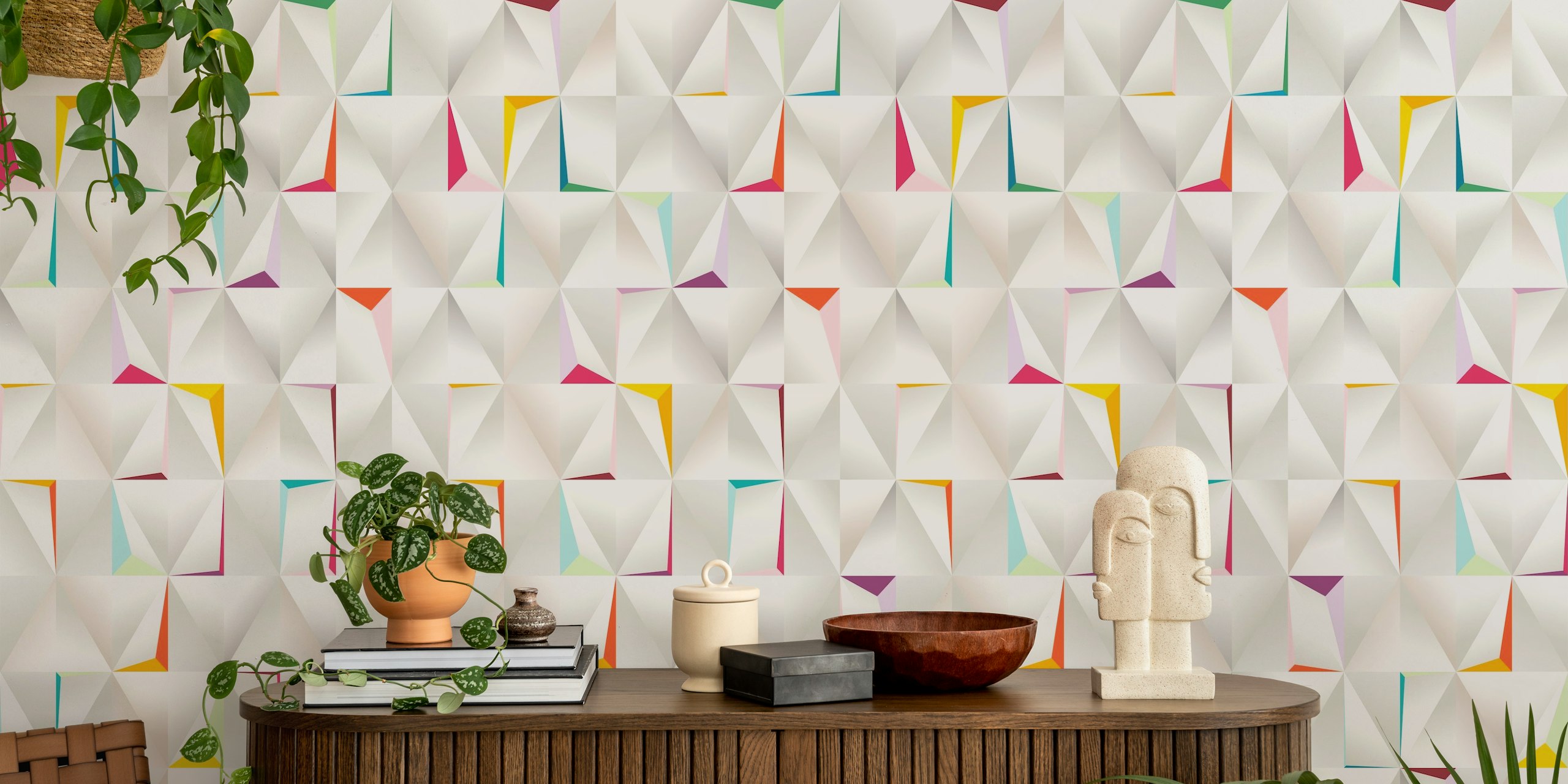 Pride geometric diamonds papel pintado en una habitación