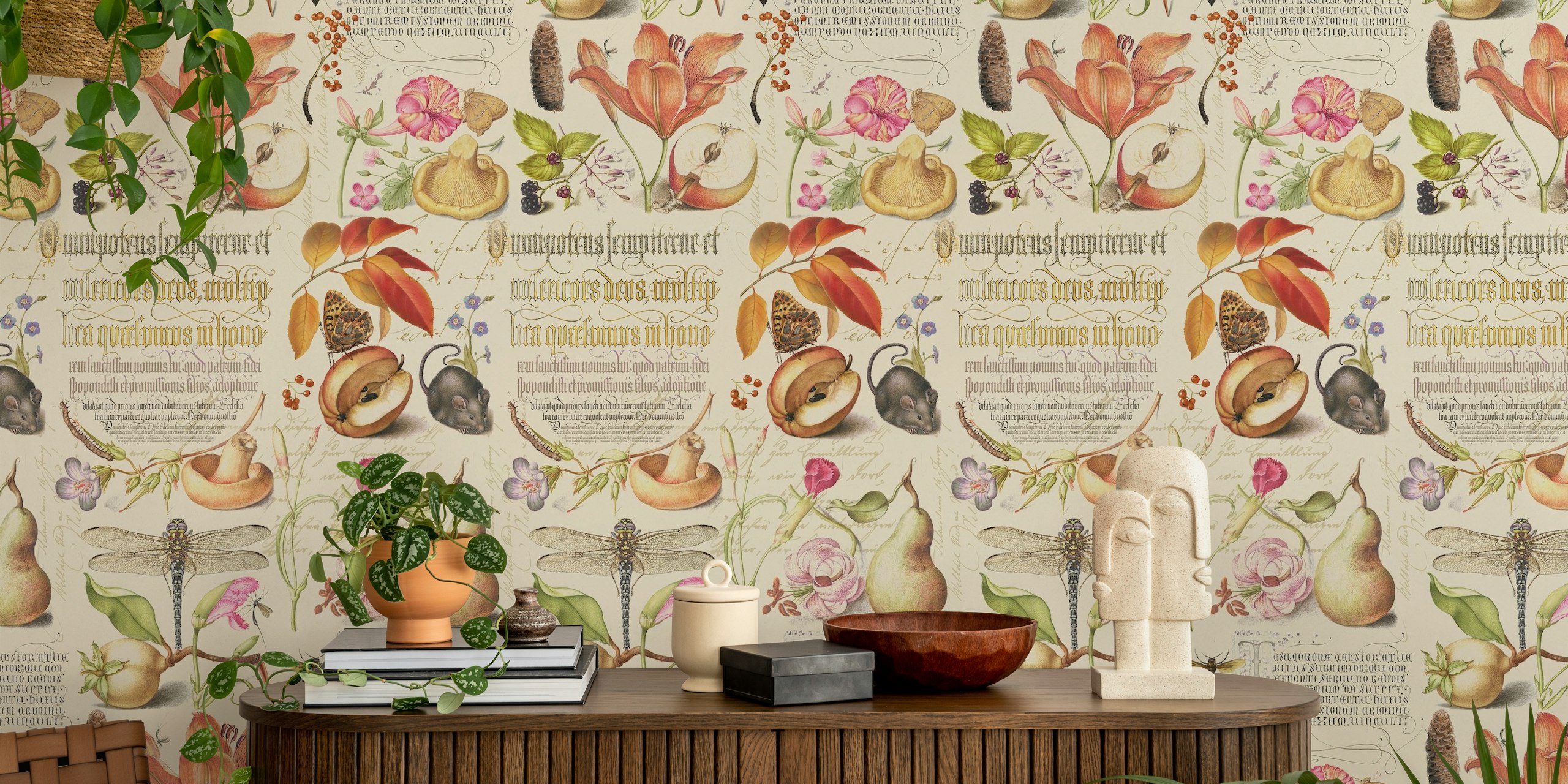 Papel pintado Botanical treasures con plantas y frutas