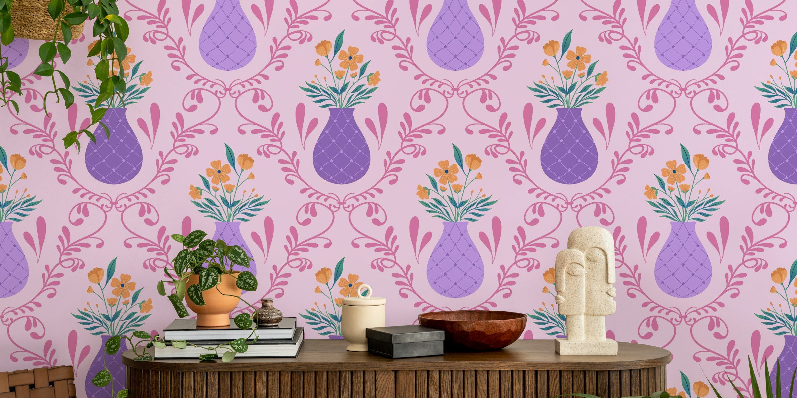 Franse Country Floral behang in een kamer