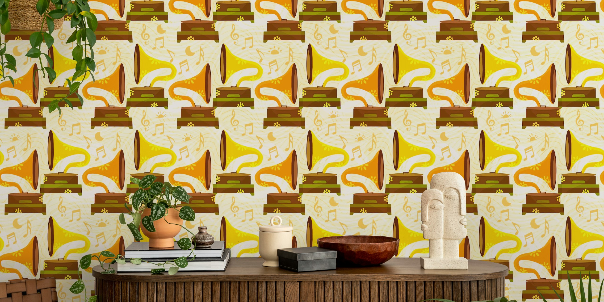 Papel de parede Vintage music player em um quarto