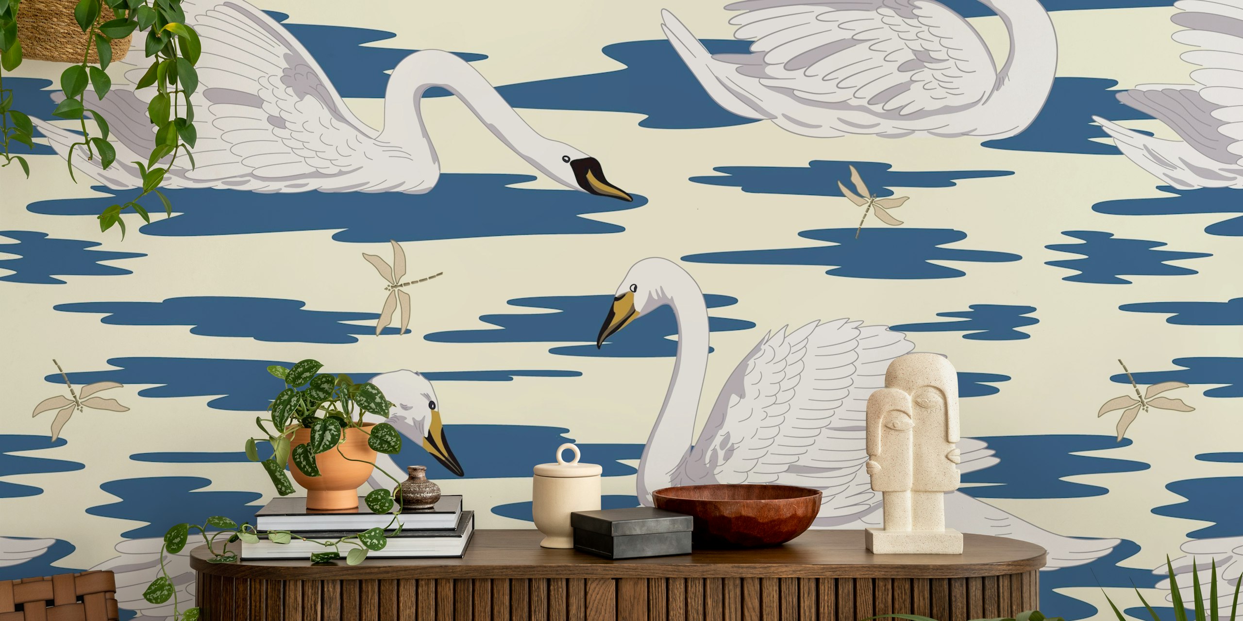 Dizajn tapeta White Swans 8 u sobi