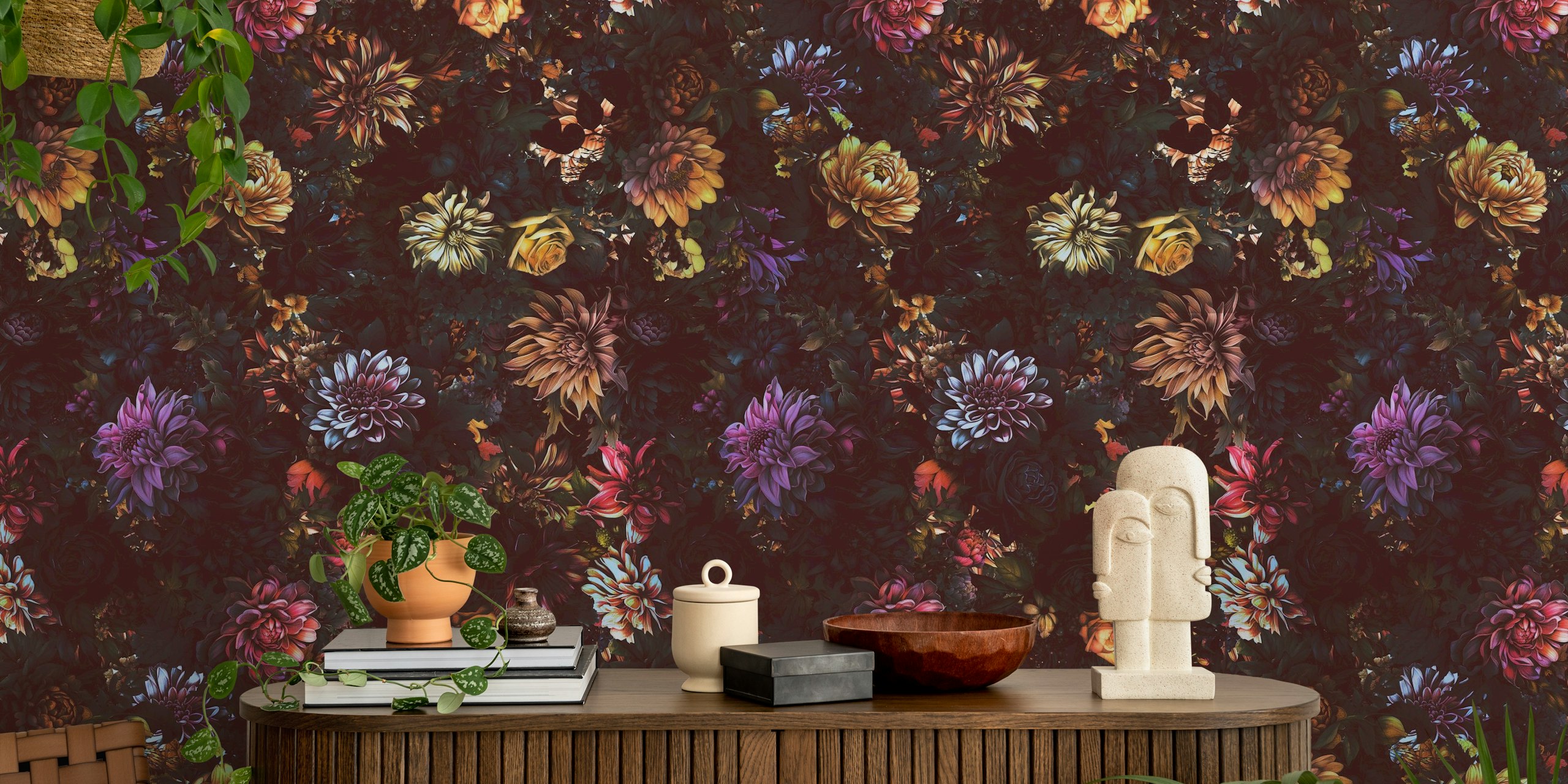 Gothic Dark Floral Design u sobi